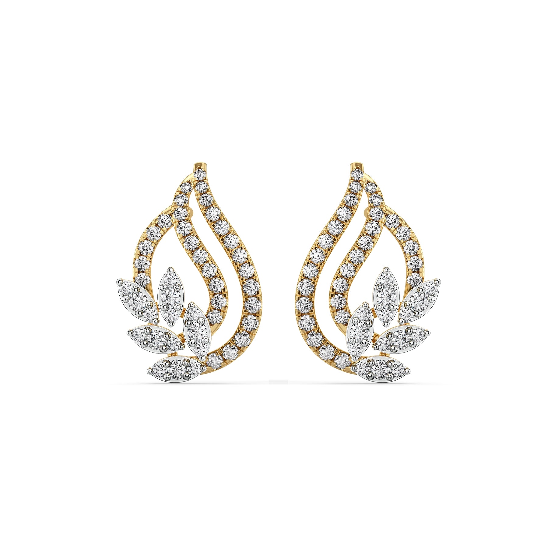 Leafy Bloom Lab Grown Diamond Earrings - front view