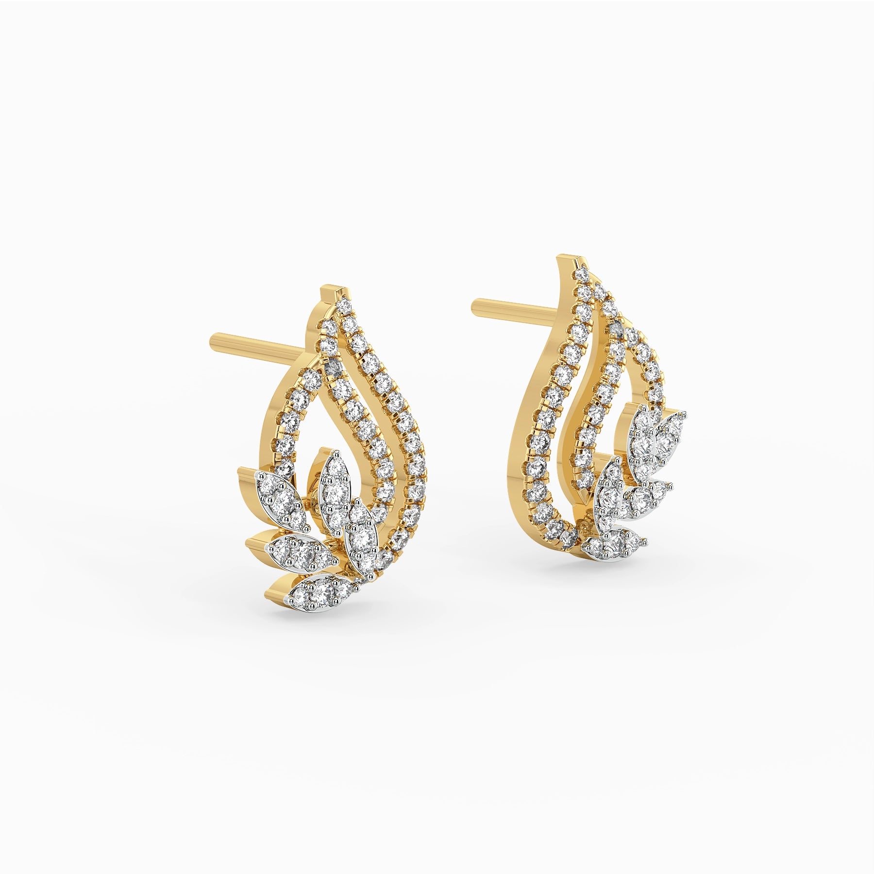 Leafy Bloom Lab Grown Diamond Earrings - side view
