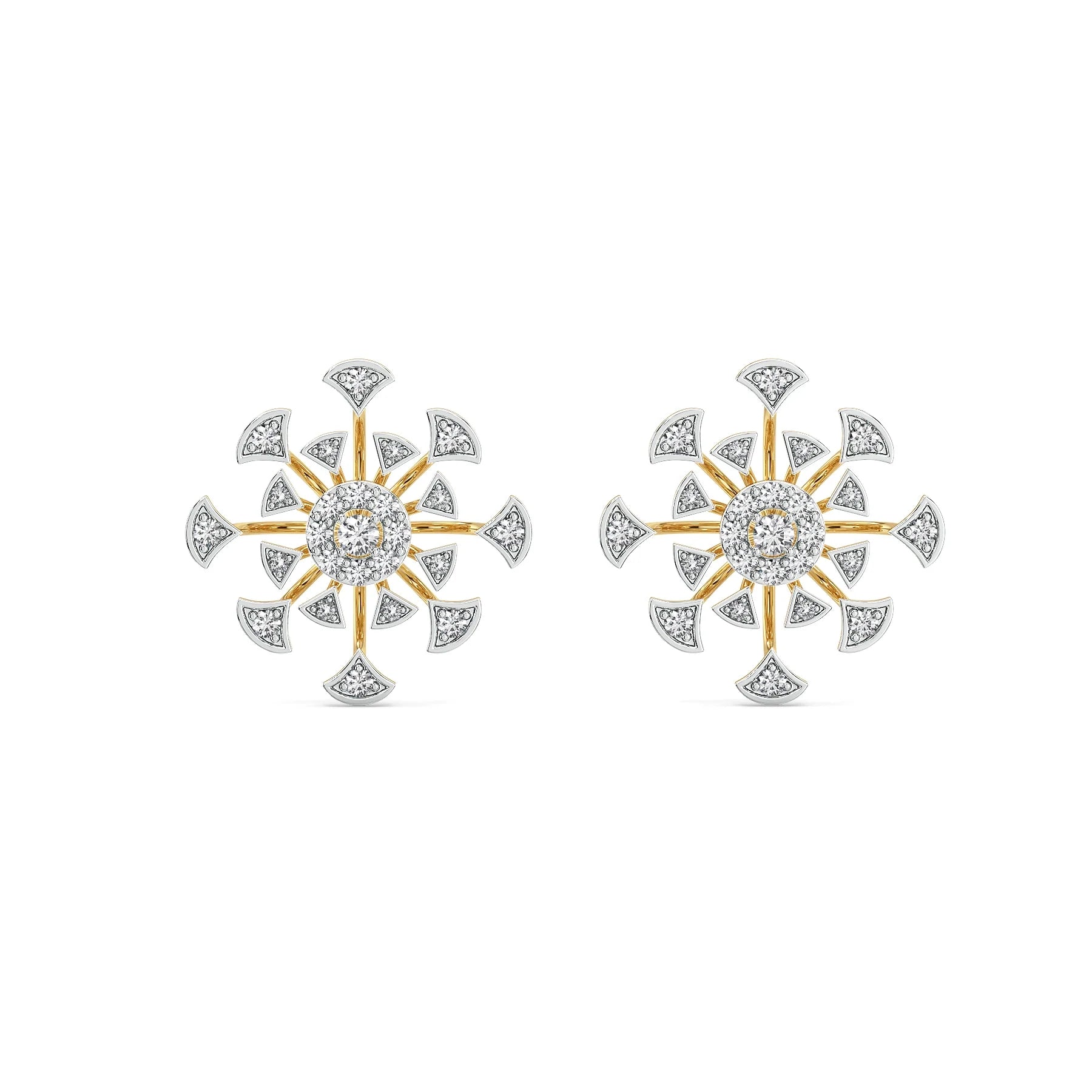 Galaxy Blossom Lab Grown Diamond Earrings - front view in 9KT