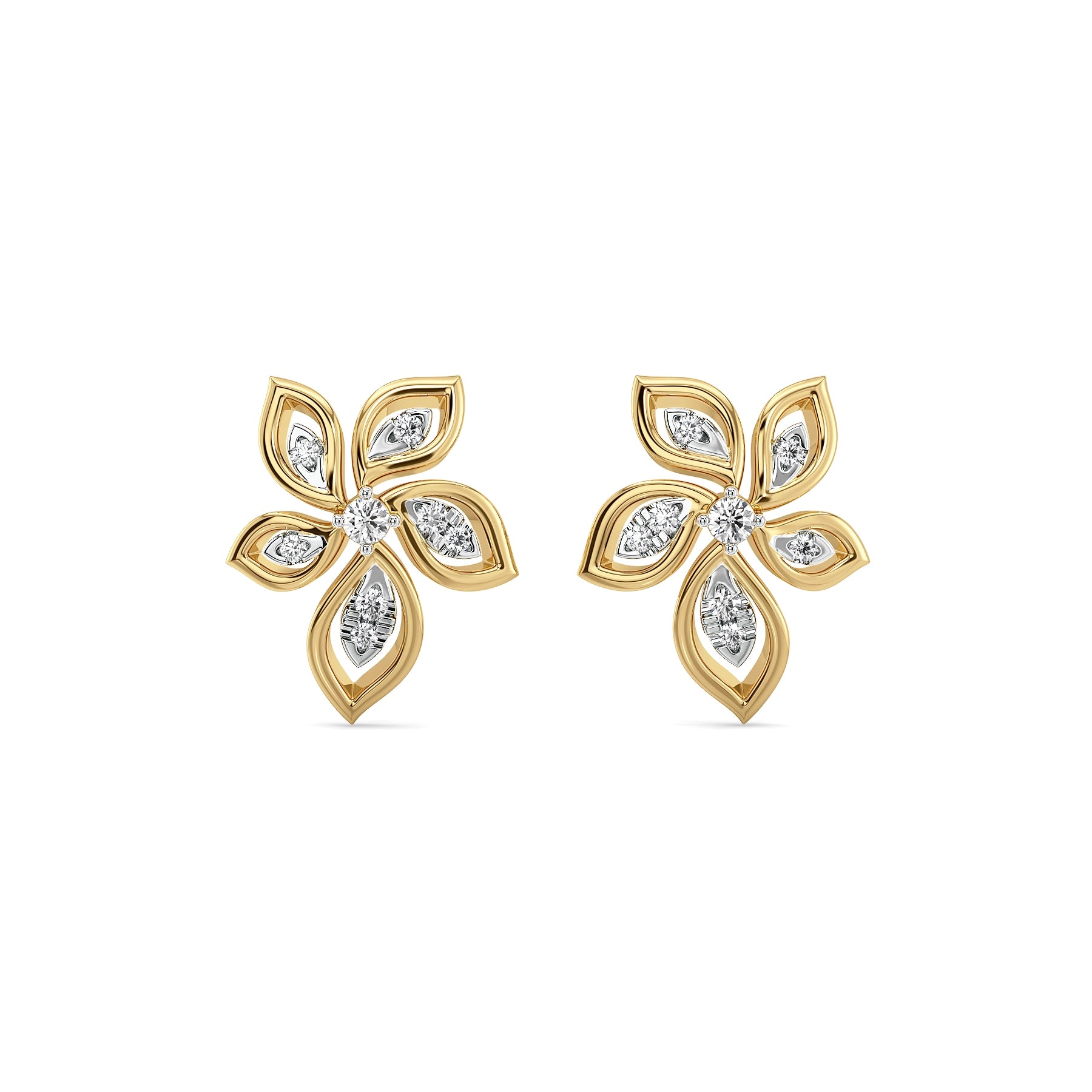 Elegant Flora Lab Grown Diamond Earrings - front view