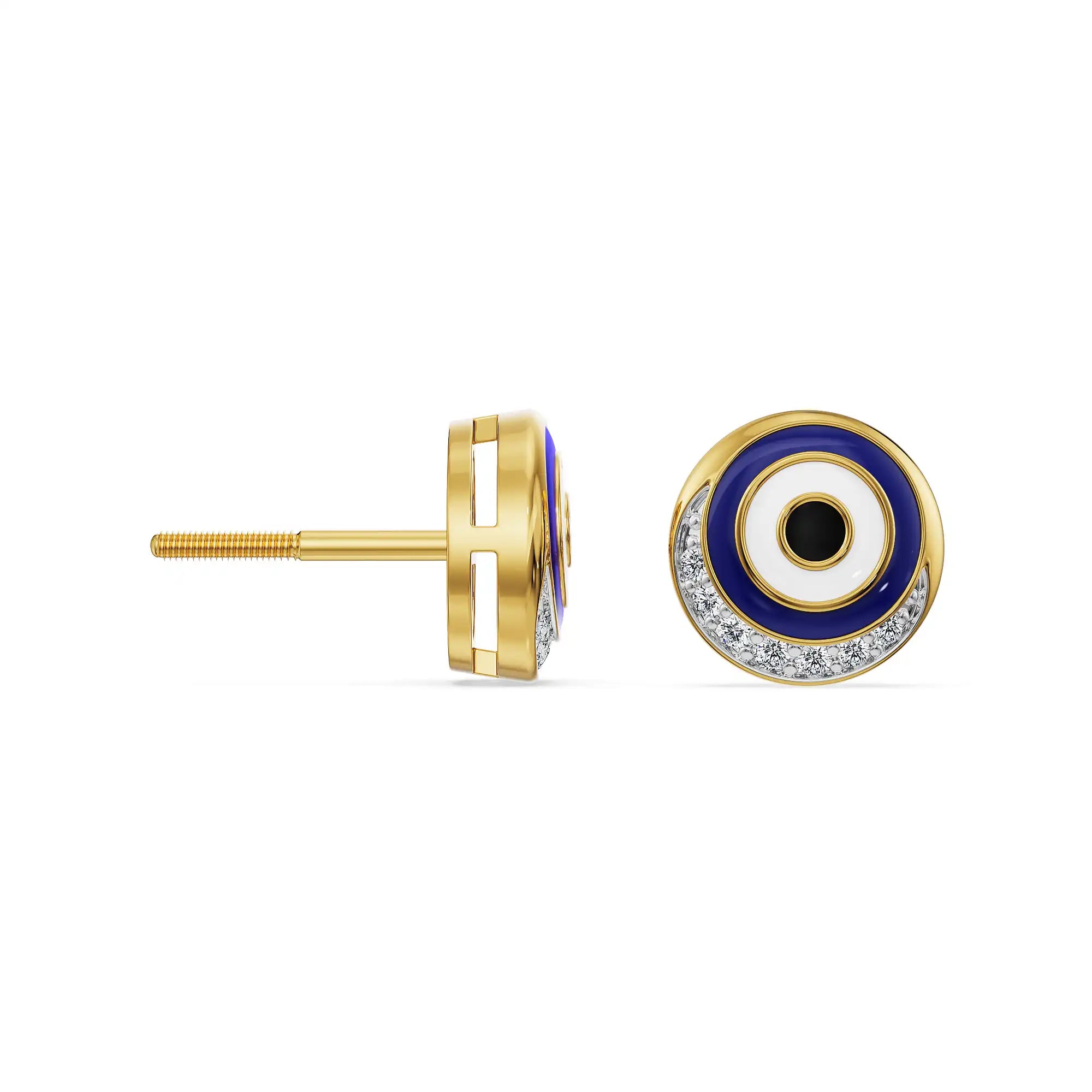 Mystic Gaze Evil Eye Lab Diamond Studs - perspective view