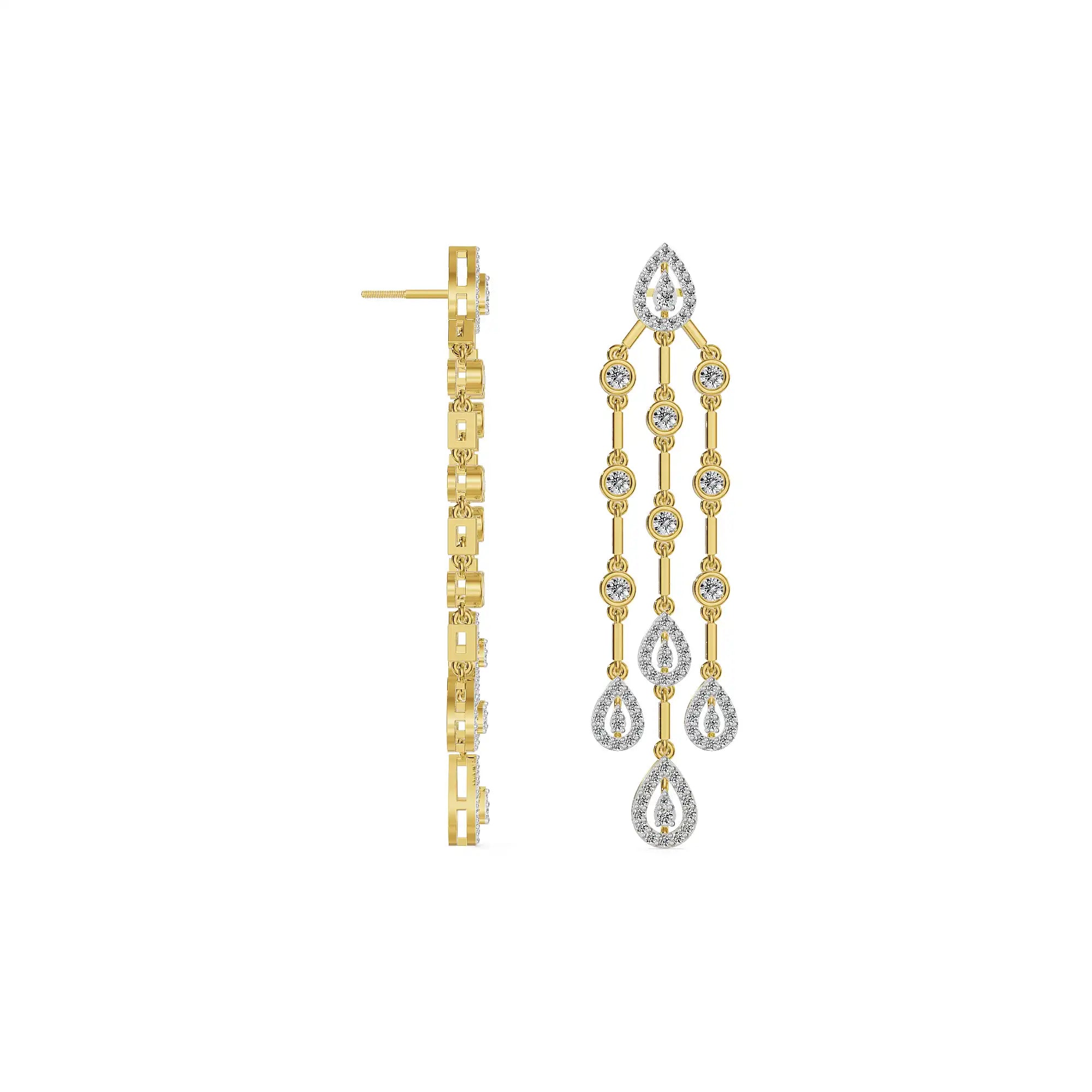 Celestial Cascade Lab Grown Diamond Drop Earrings