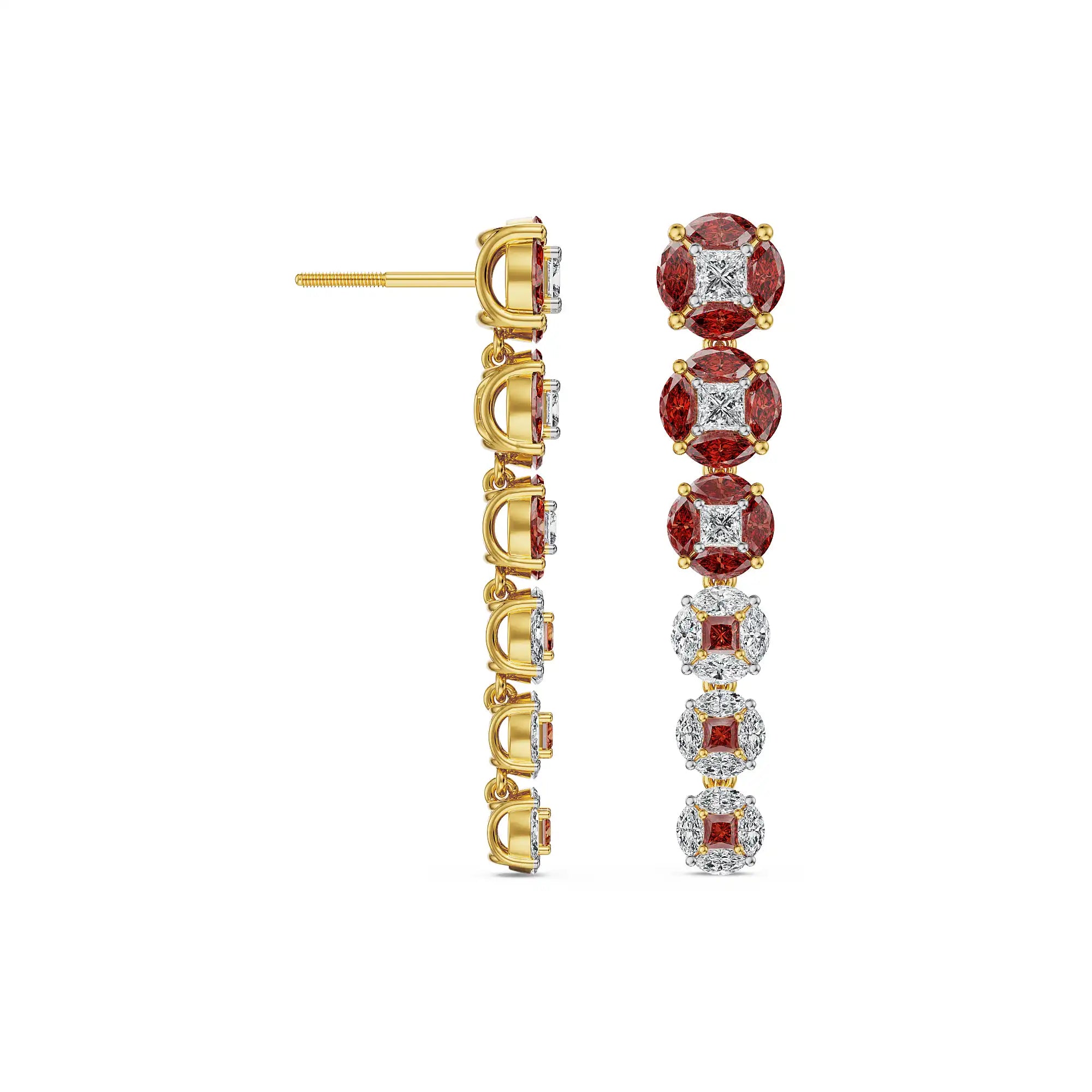 Crimson Cascade Drop Lab Grown Diamond Earrings