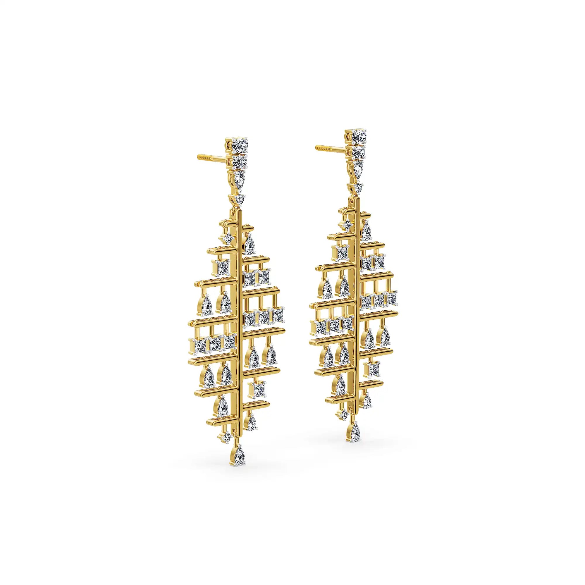 Dewdrop Leaf Lab Grown Diamond Chandelier Earrings_in-stock