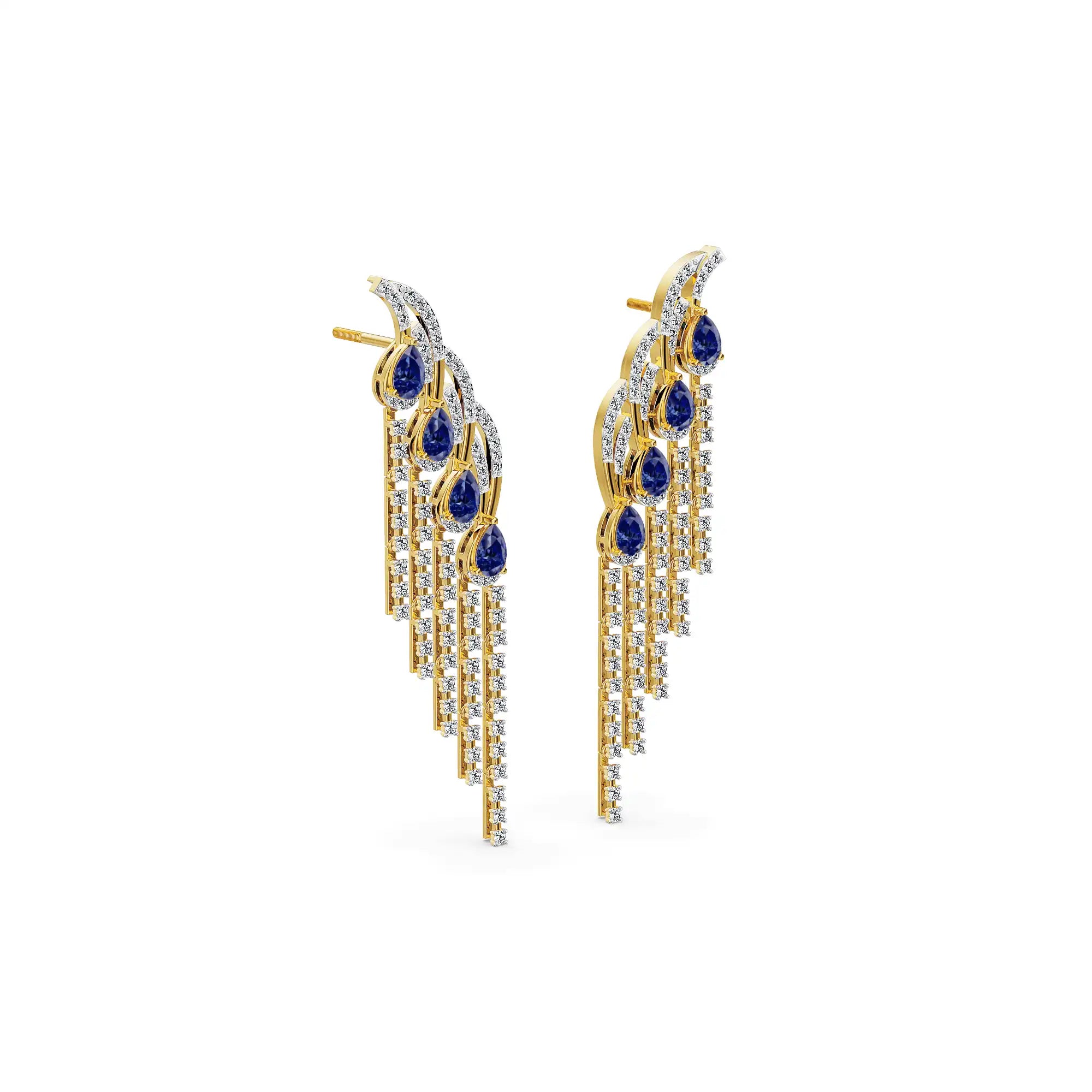 Blue Ember Lab Grown Diamond Chandelier Earrings - Right view