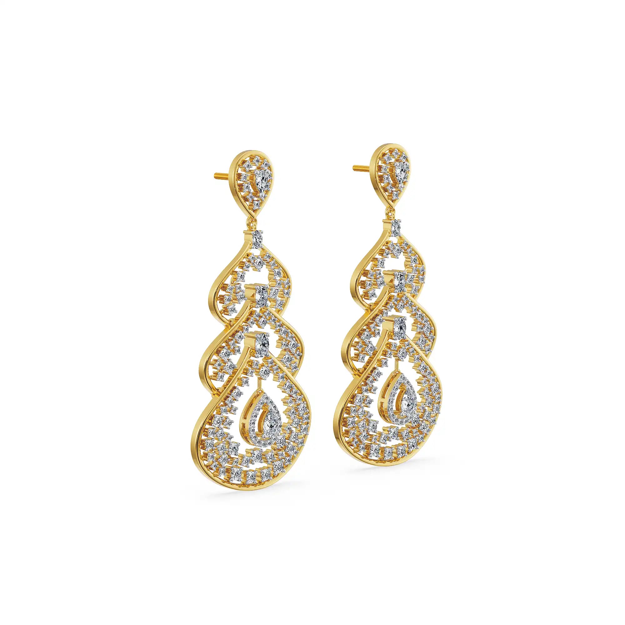 Moonlit Cascade Lab Grown Diamond Chandelier Earrings - Right view