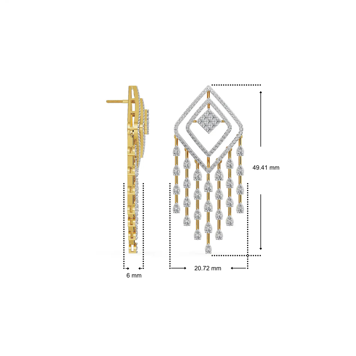 Chime Tassle Lab Grown Diamond Chandelier Earrings