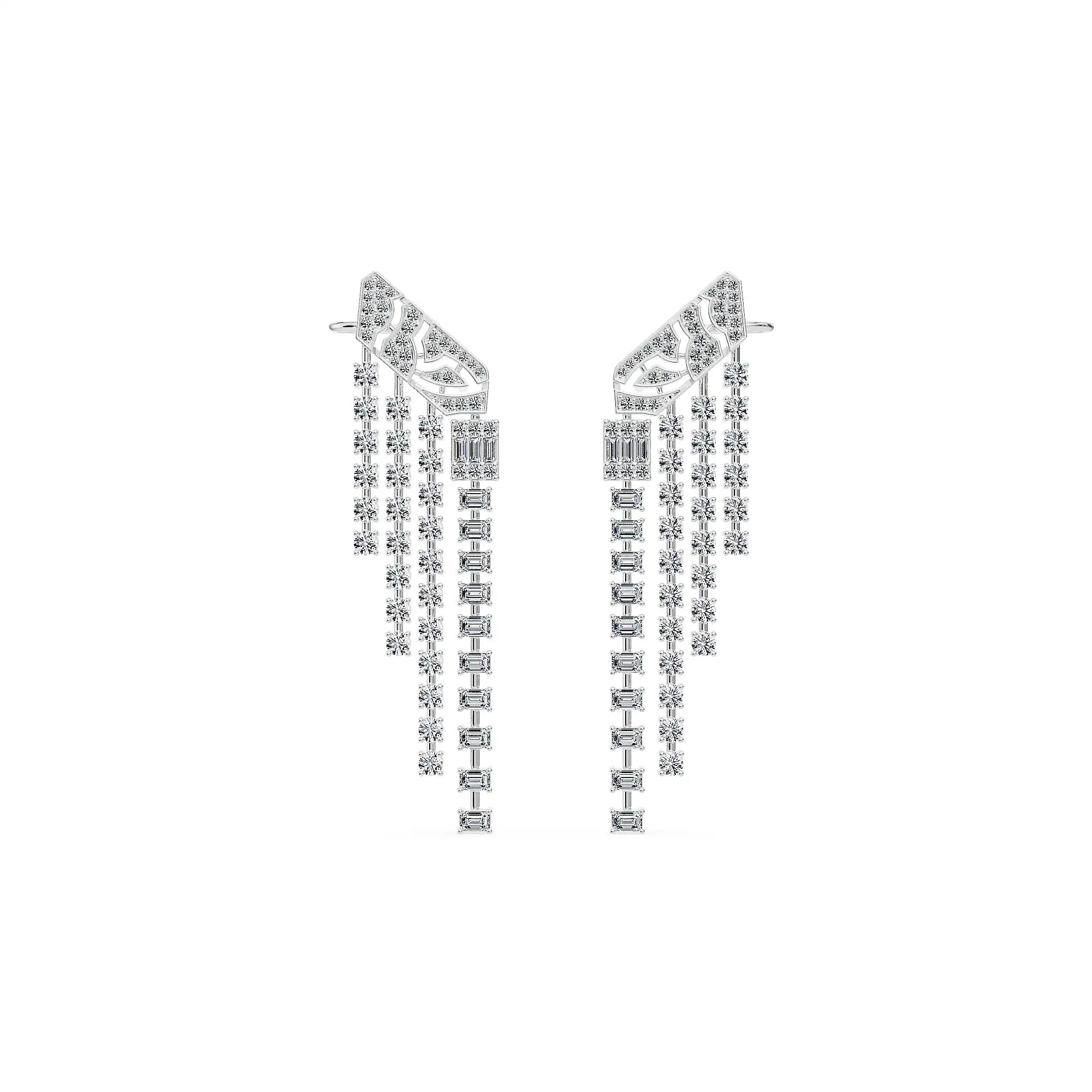 Art Deco Lab Grown Diamond Chandelier Earrings