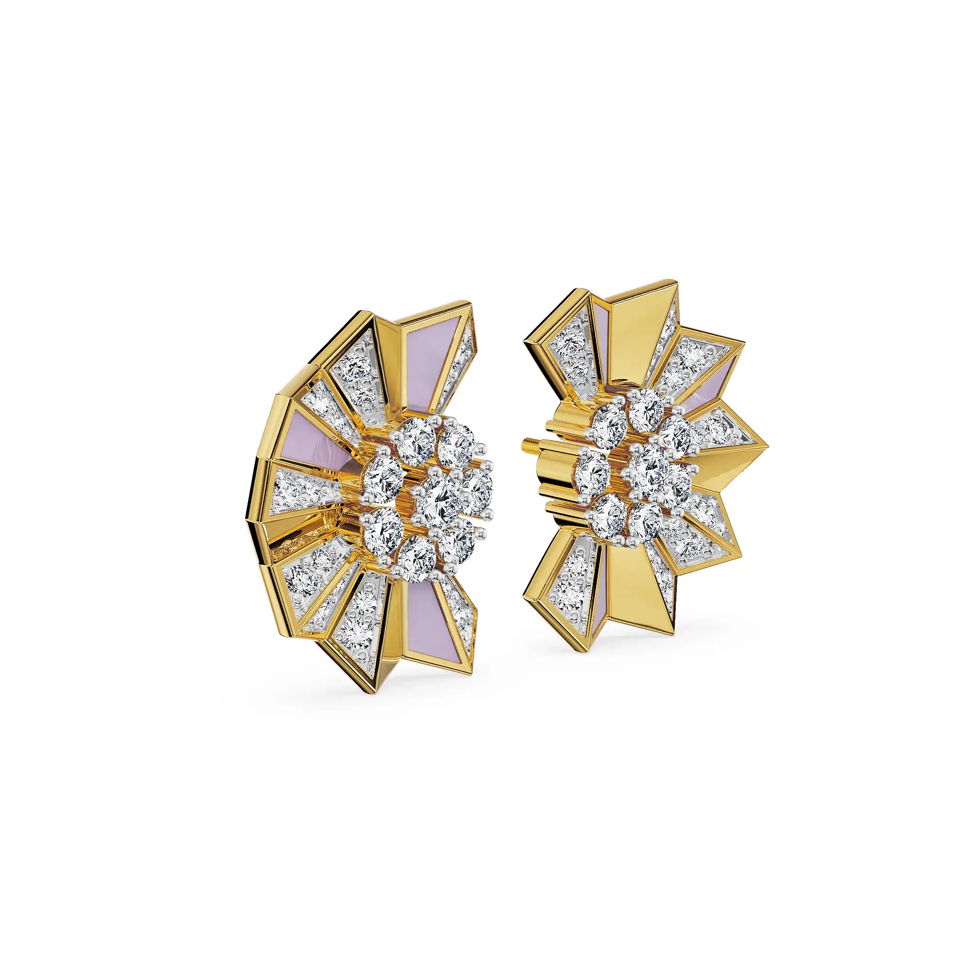 Lilac Prism Lab Grown Diamond Earrings - side view