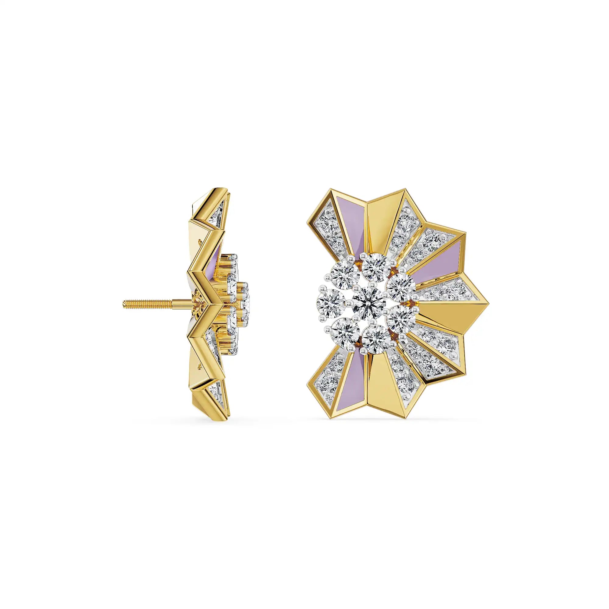 Lilac Prism Lab Grown Diamond Earrings - perspective view