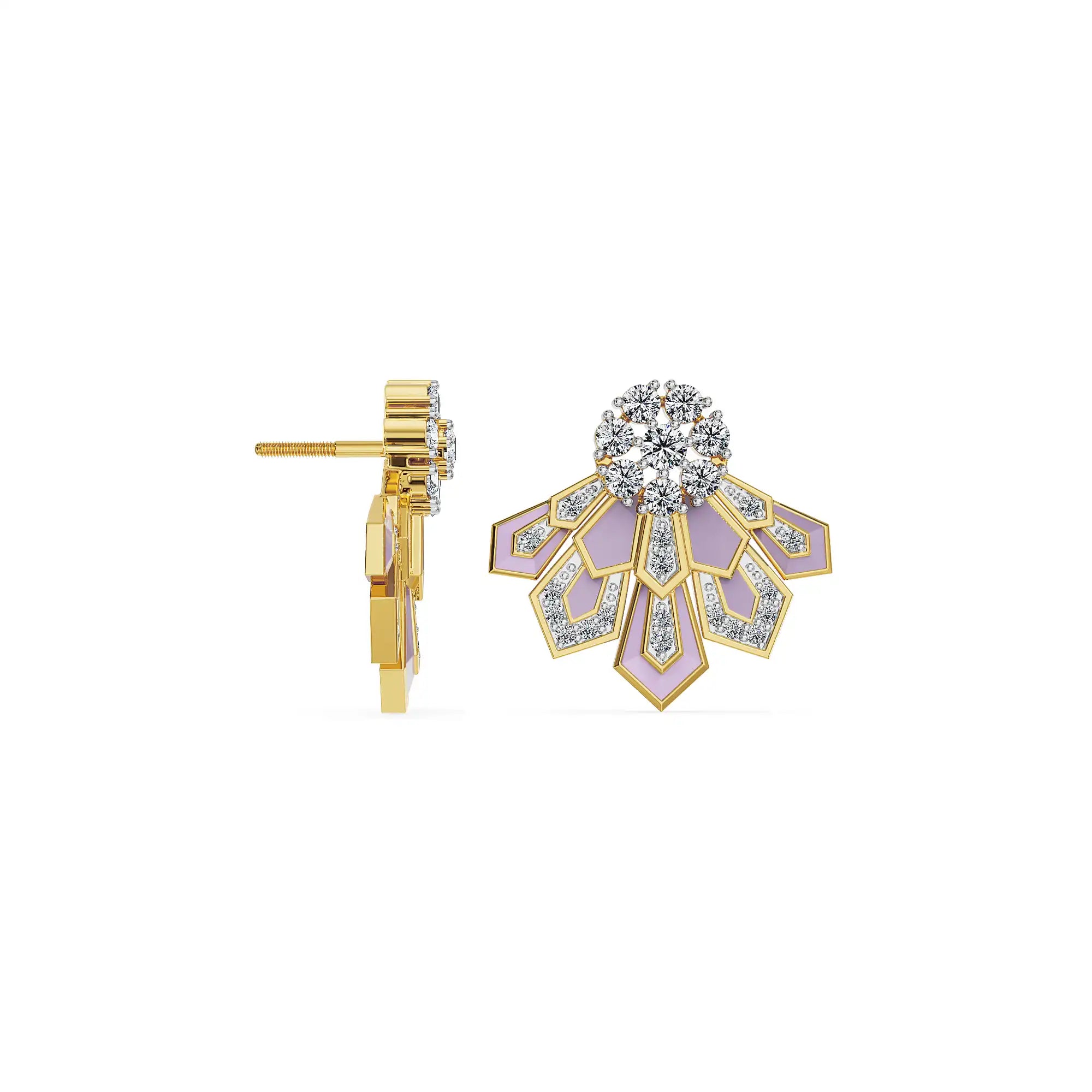 Lavender Cascade Lab Grown Diamond Earrings - perspective view