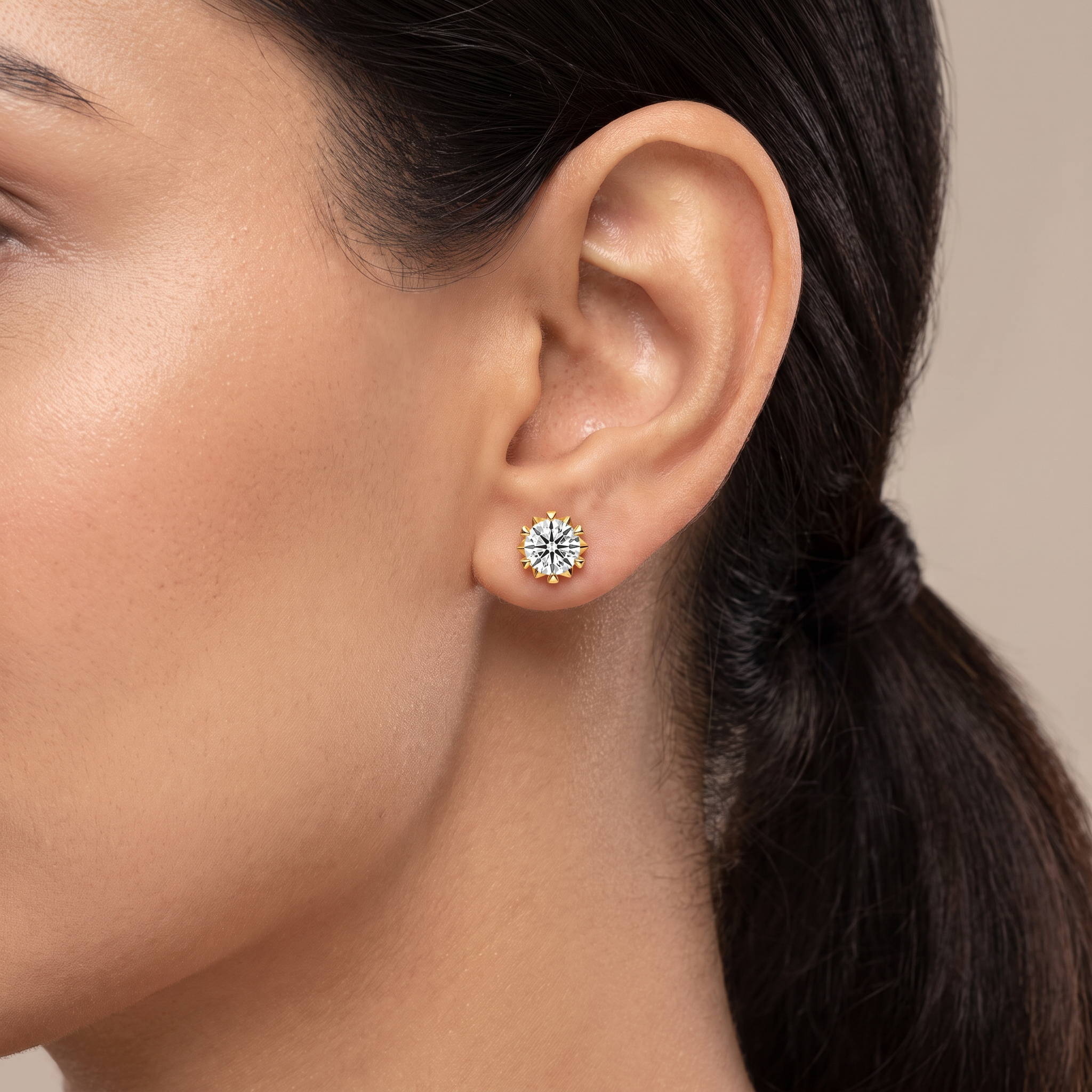 Floral Solitaire Hearts & Arrows Lab Grown Diamond Studs