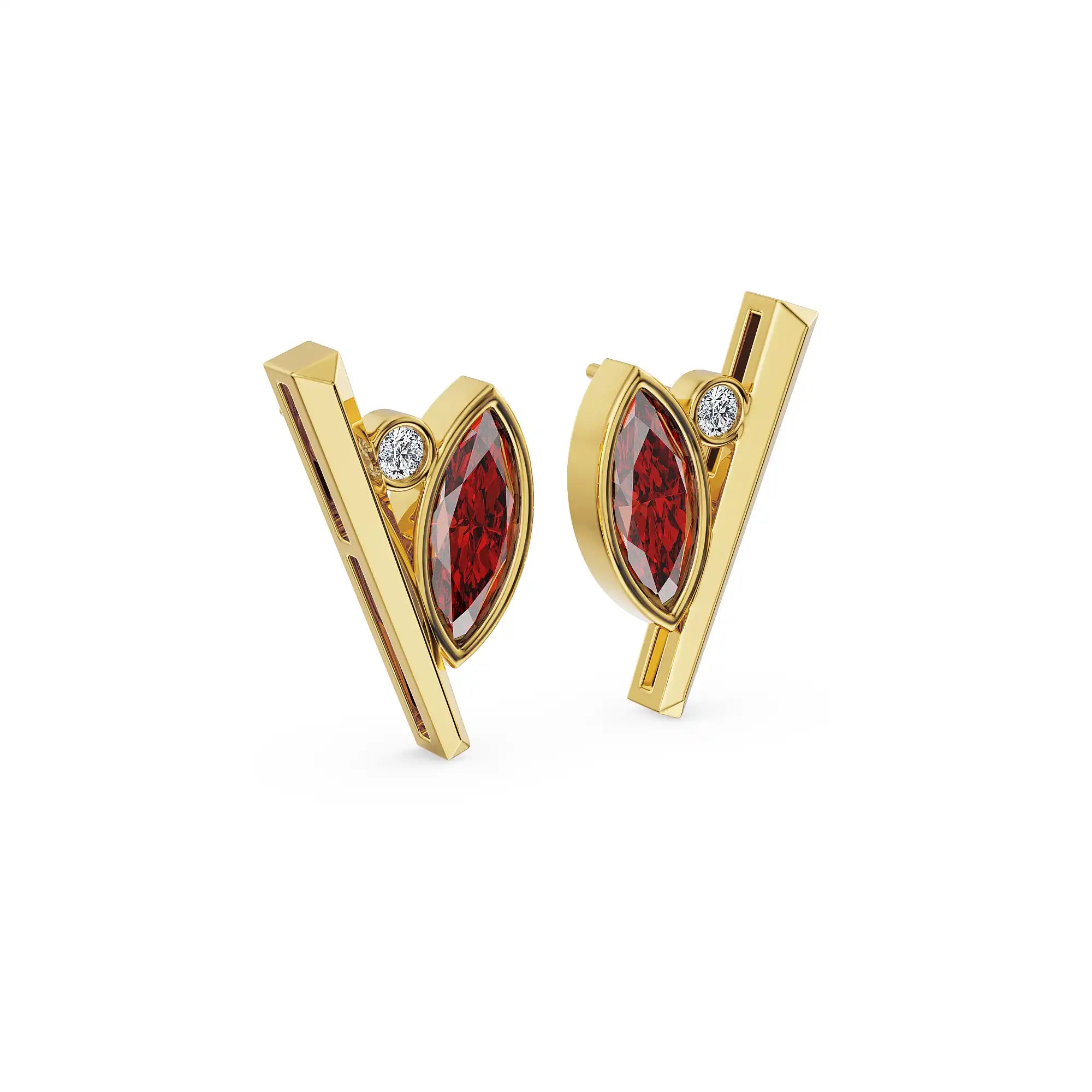 Crimson Ruby Lab Grown Diamond Earrings