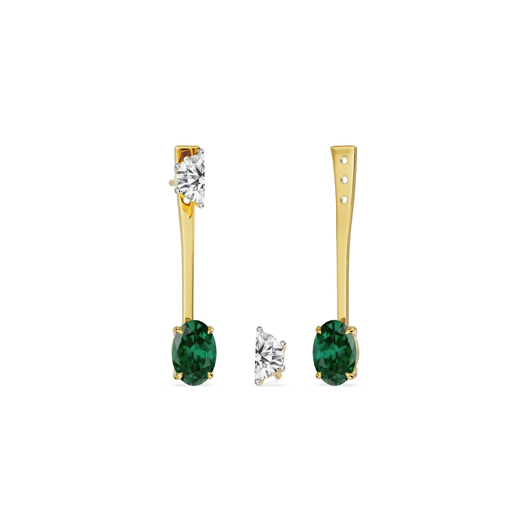 Half Moon & Oval Lab Grown Diamond Earrings