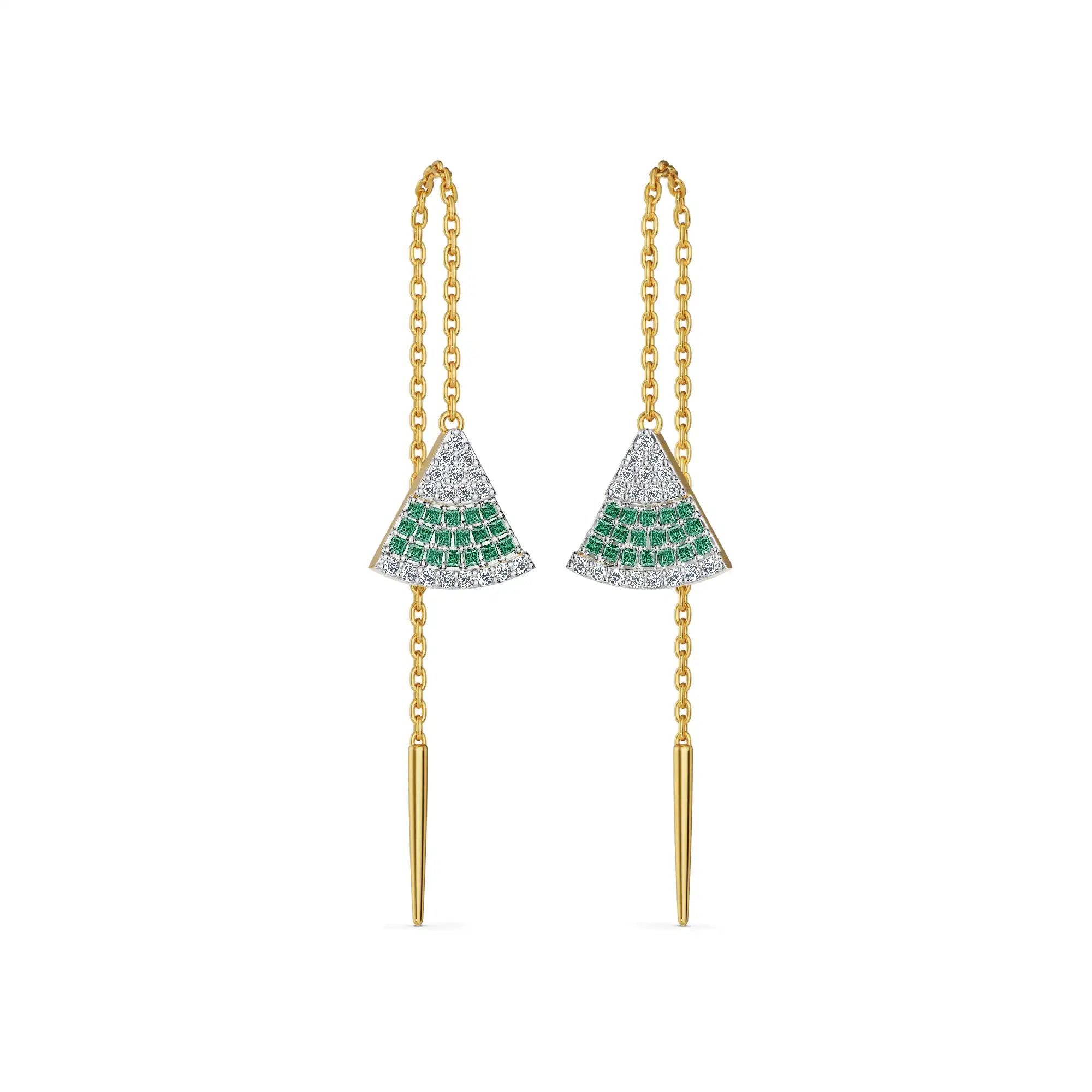 Emerald Fanfare Sui Dhaga Lab Diamond Earrings