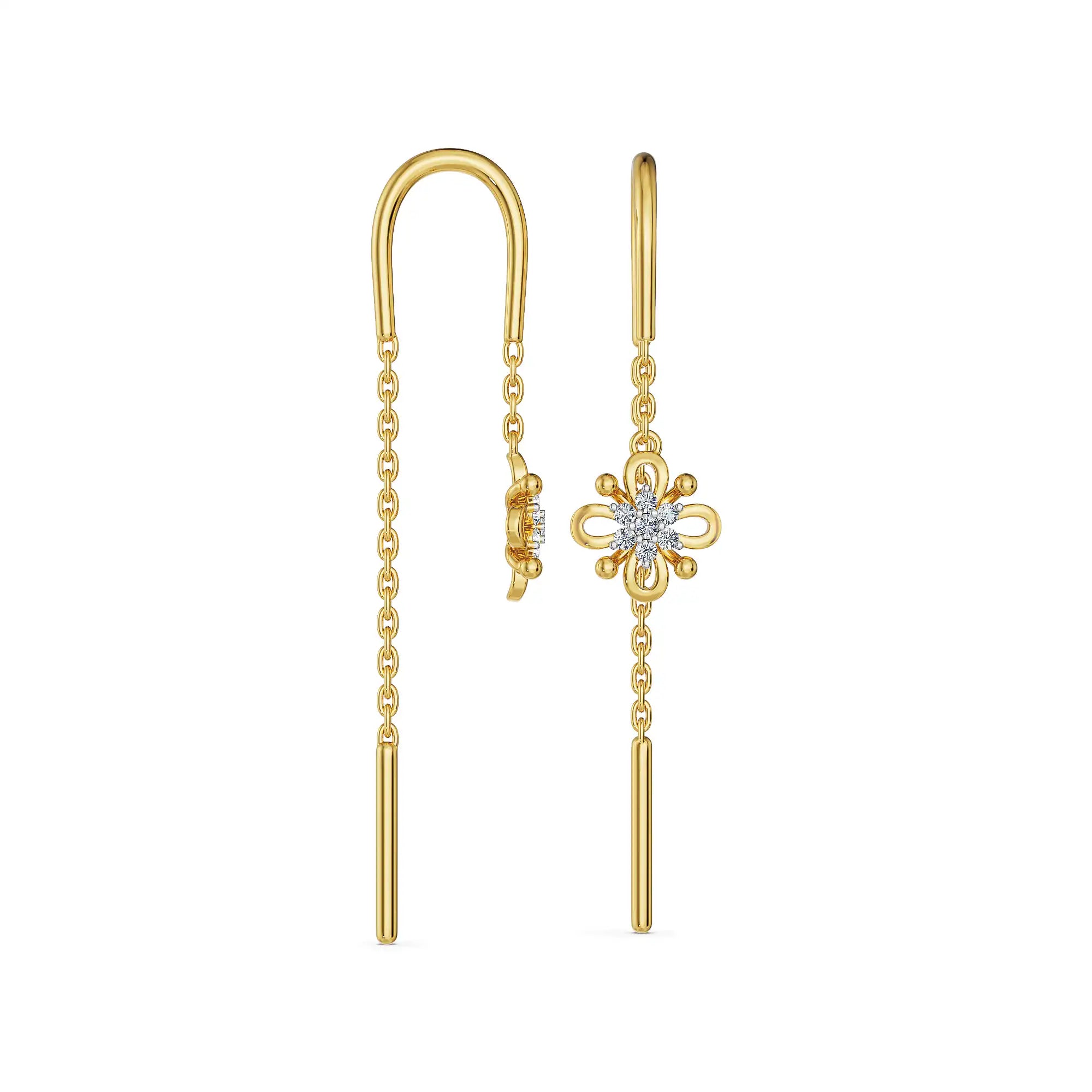 Lotus Sui Dhaga Lab Grown Diamond Earrings