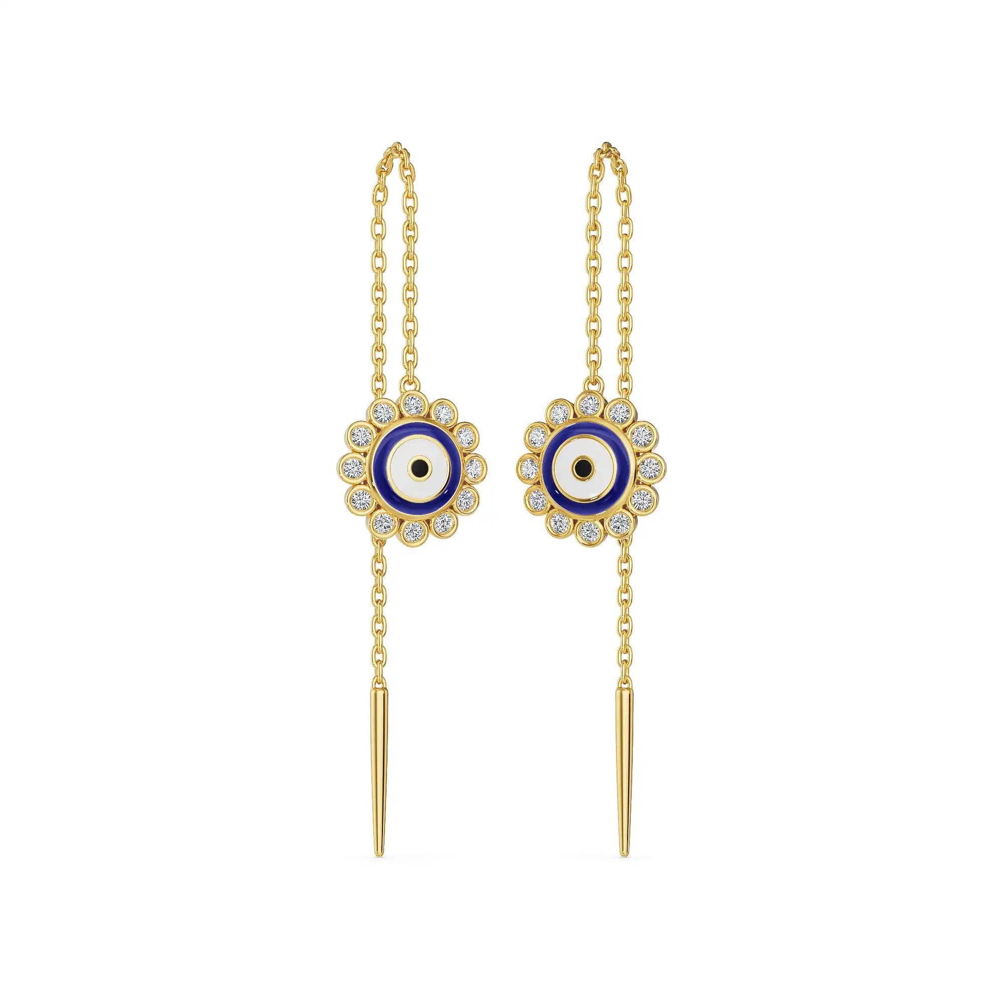 Evil Eye Sui Dhaga Lab Grown Diamond Earrings