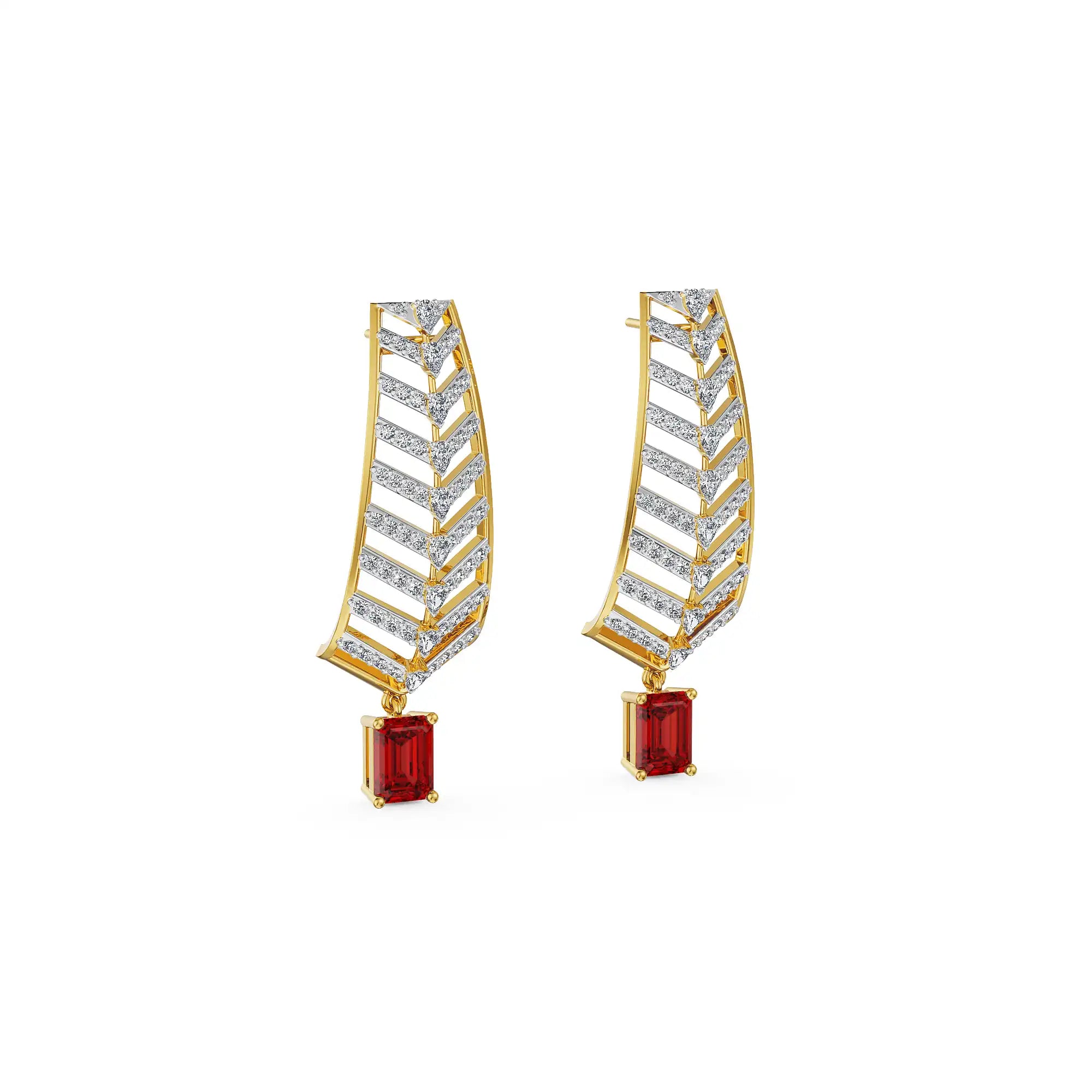 Ruby Drop Elegant Lab Grown Diamond Earrings