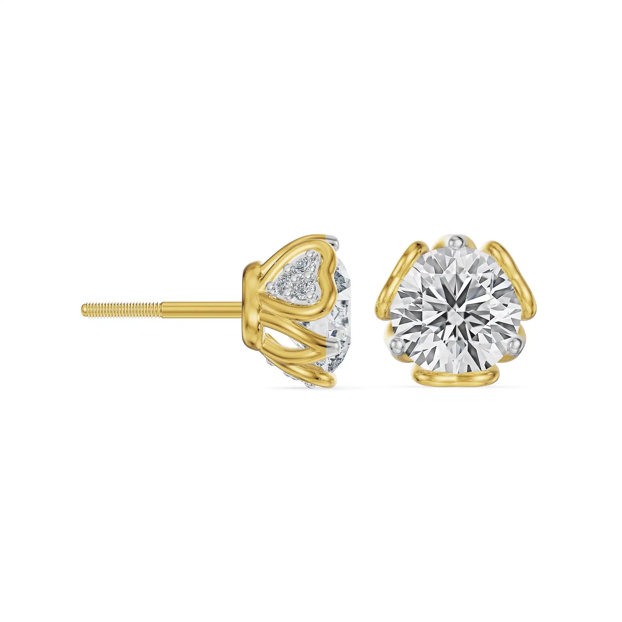 1 CT Love Heart Solitaire Lab Diamond Studs
