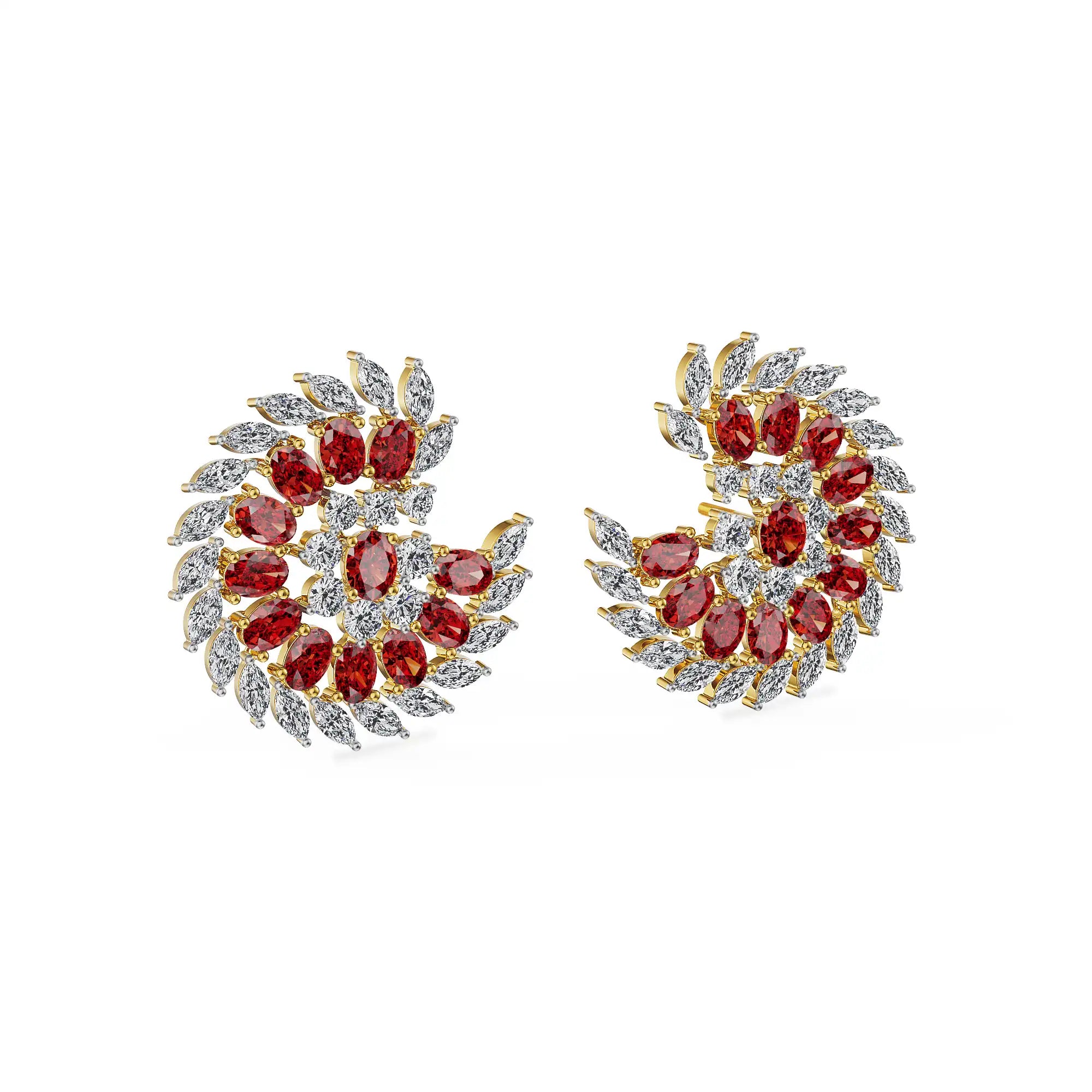 Ruby Spiral Aura Lab Grown Diamond Earrings