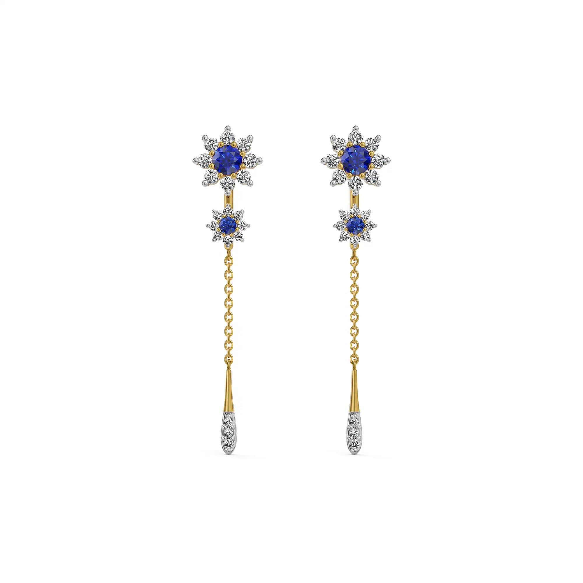 Midnight Bloom Sapphire Drop Earrings