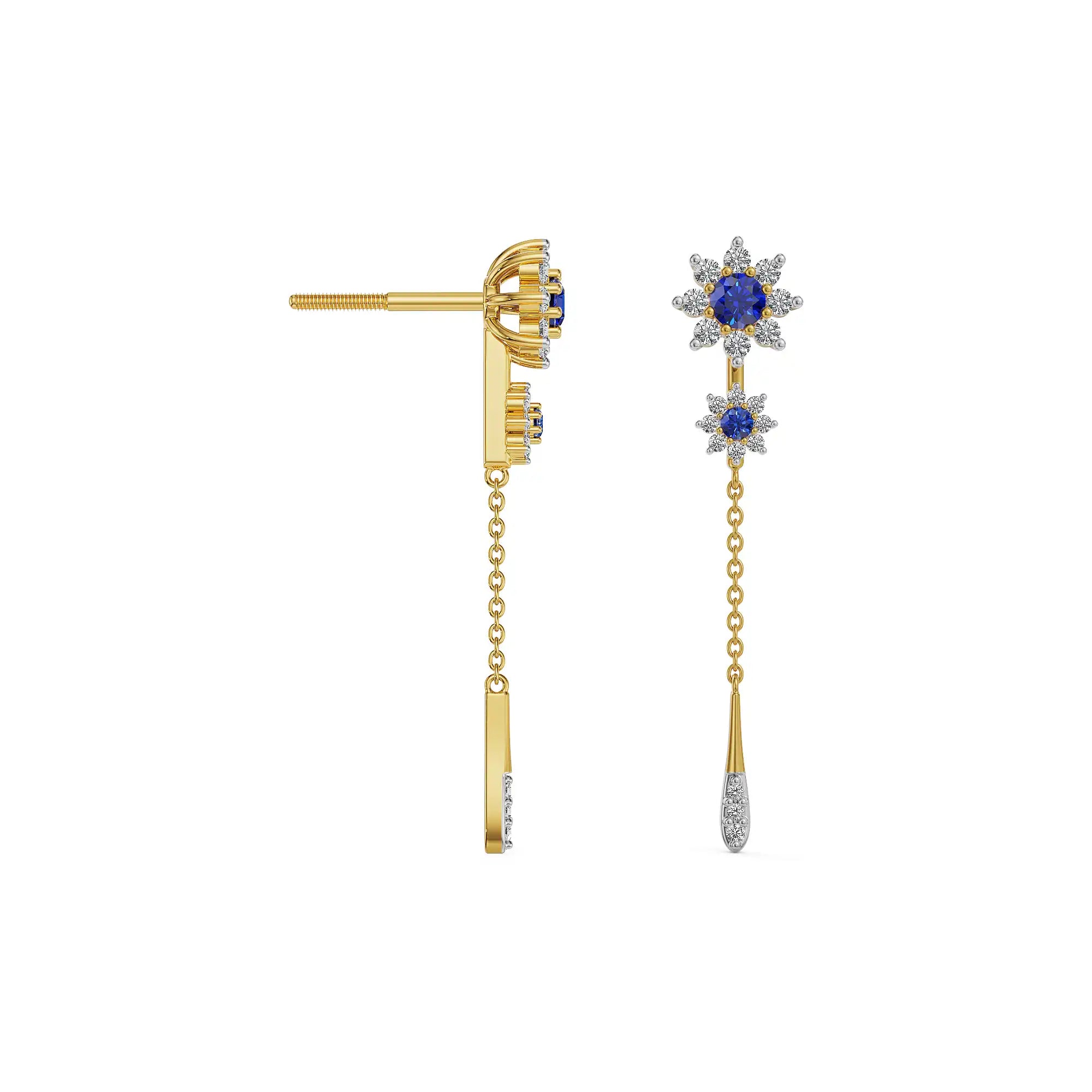 Midnight Bloom Sapphire Drop Earrings