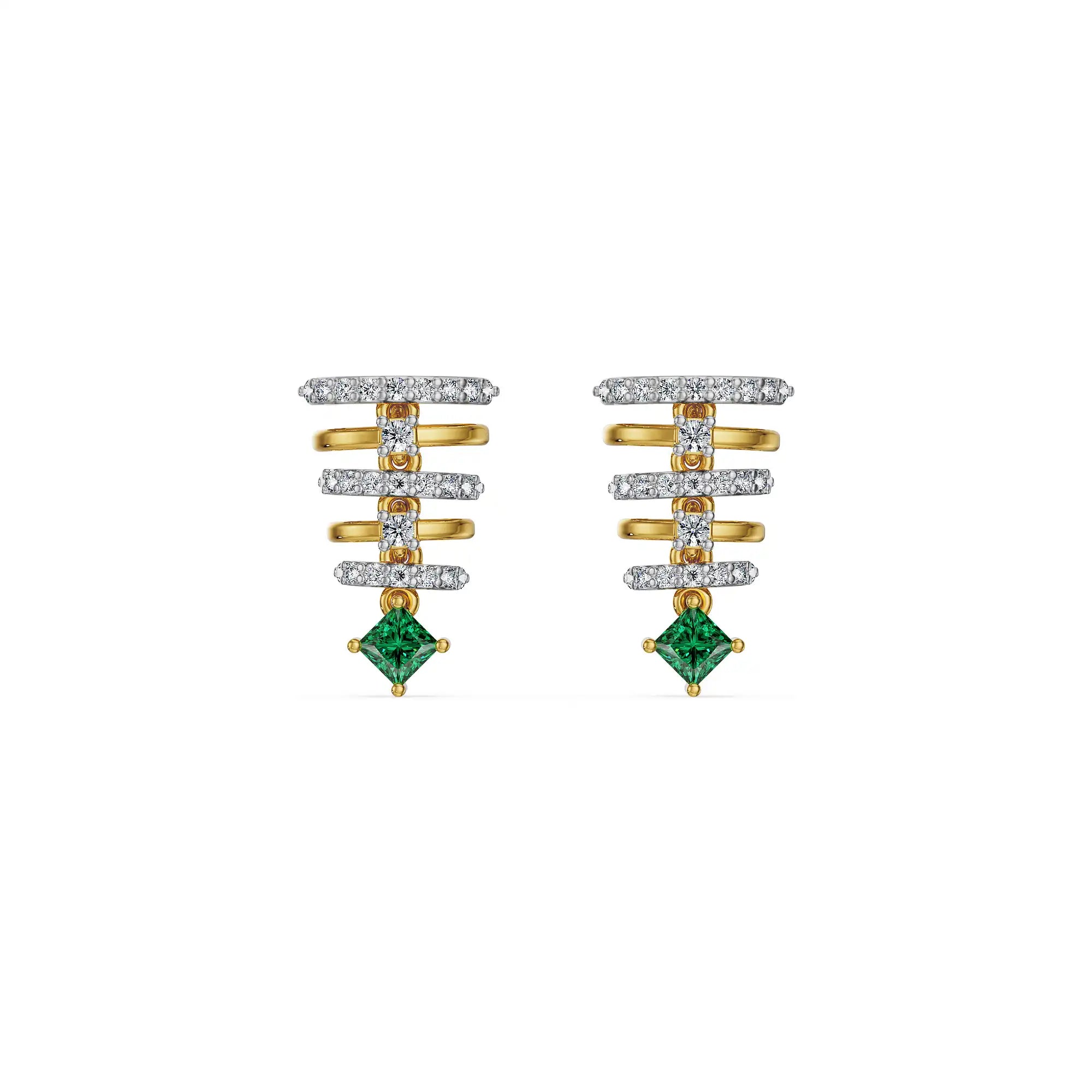 Emerald Rhythm Lab Grown Diamond Drop Earrings