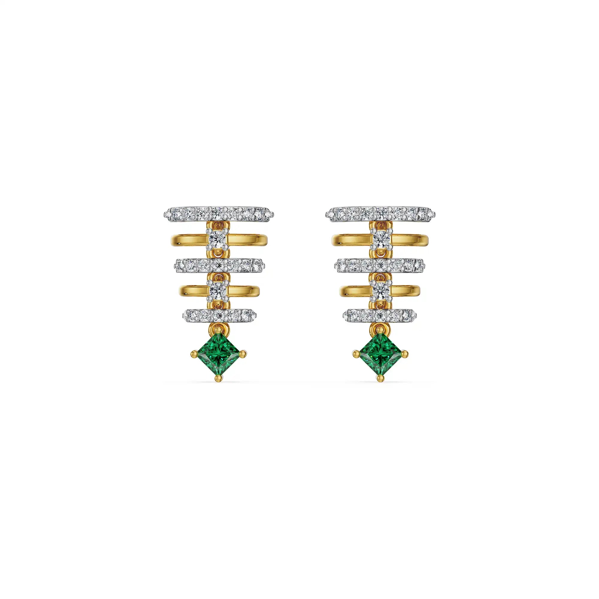Emerald Rhythm Lab Grown Diamond Drop Earrings