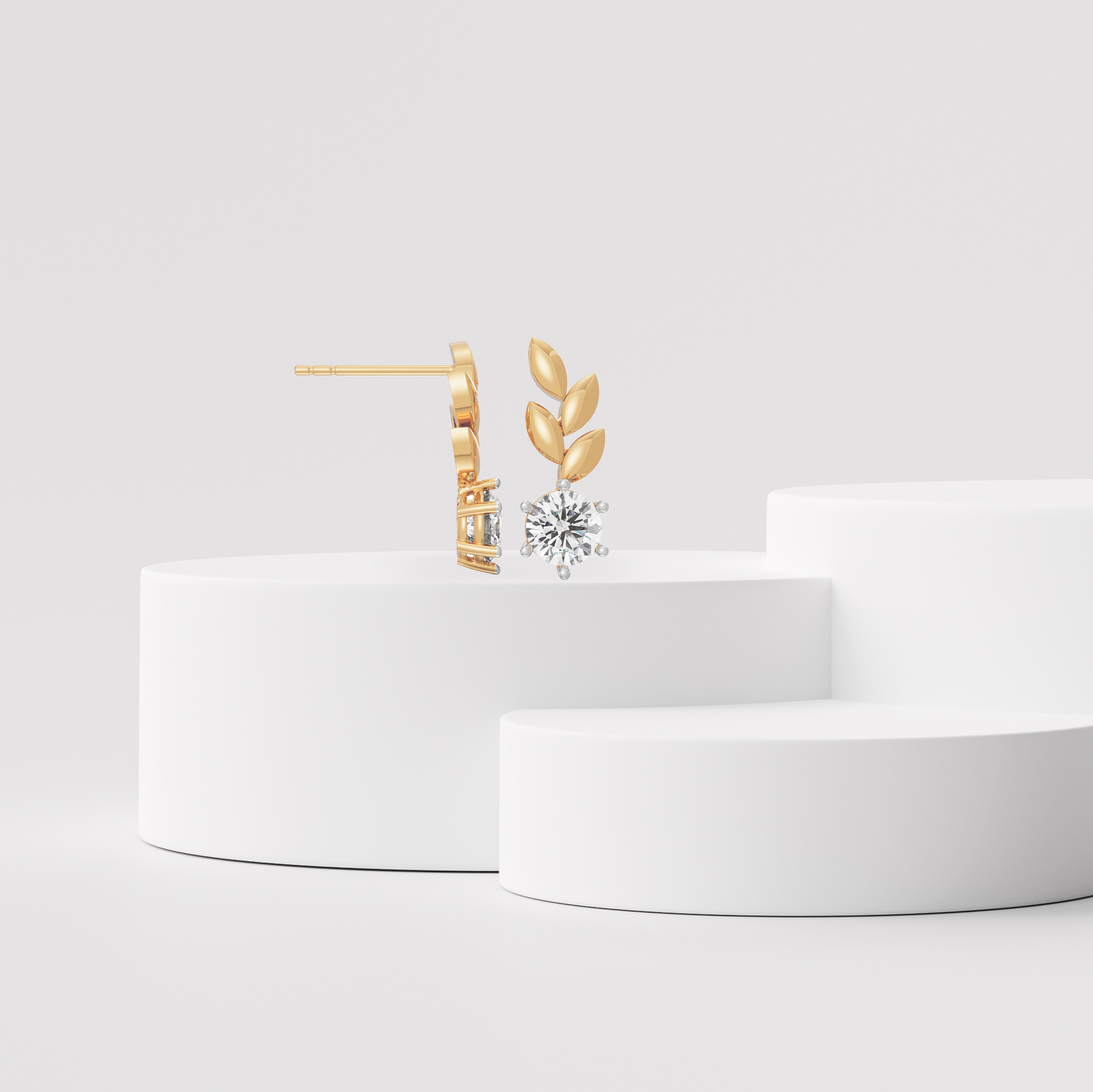 Leafy Solitaire Studs Prospective View