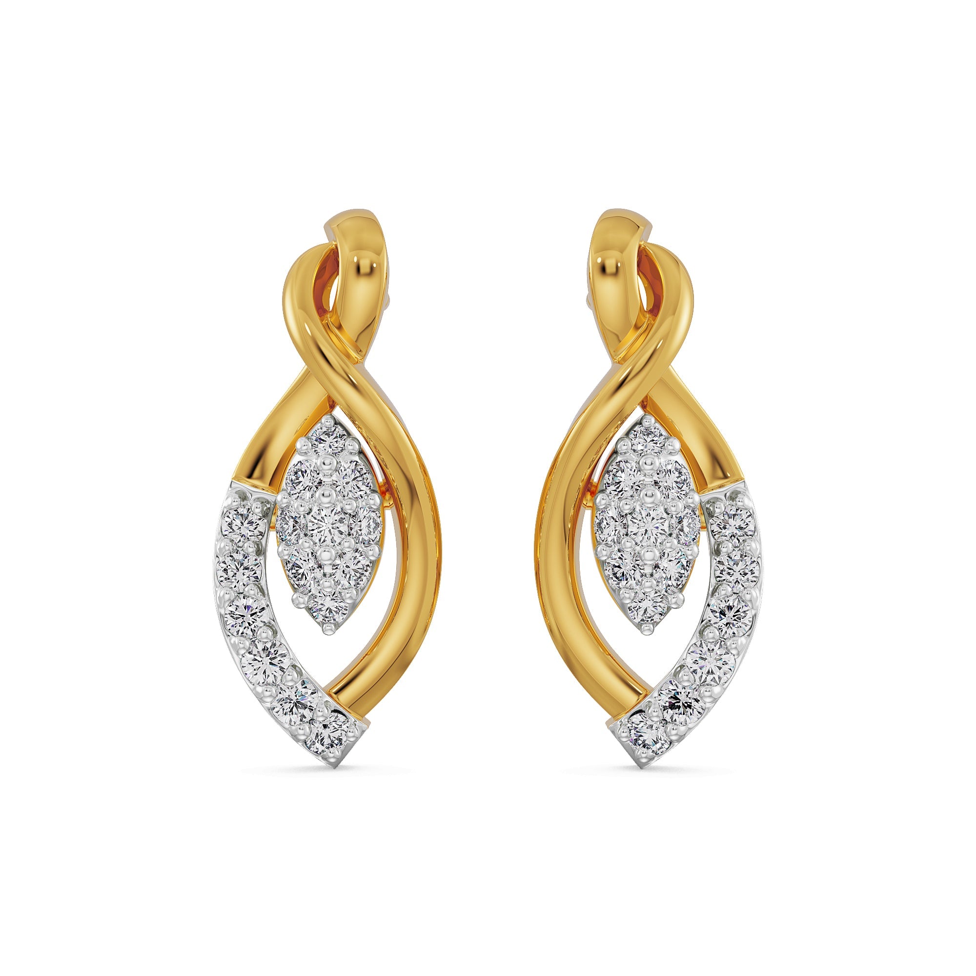 Diamond Dazzle Earrings Front View in 9KT
