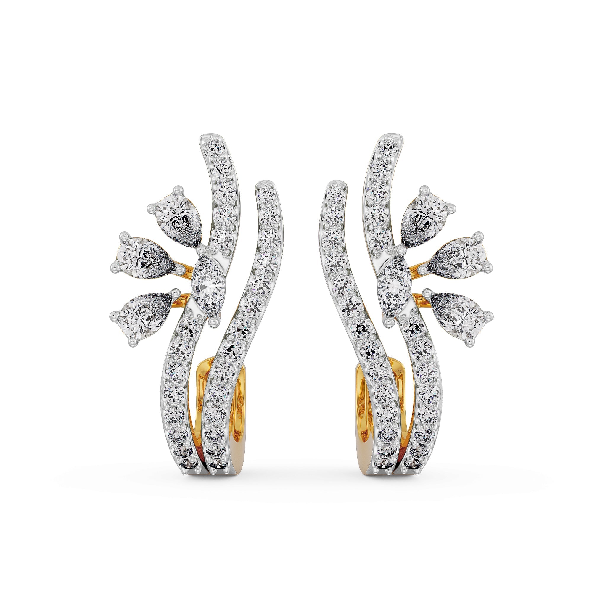 Sparkling Diamond Earrings Front view in 9KT