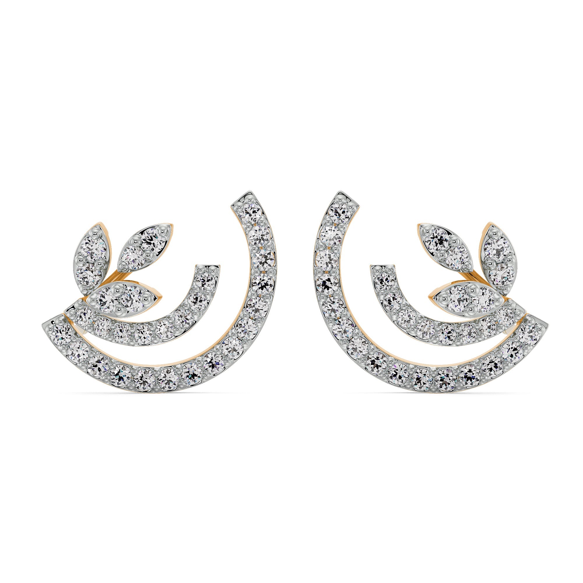 Glamorous Diamond Earrings Front view in 9KT