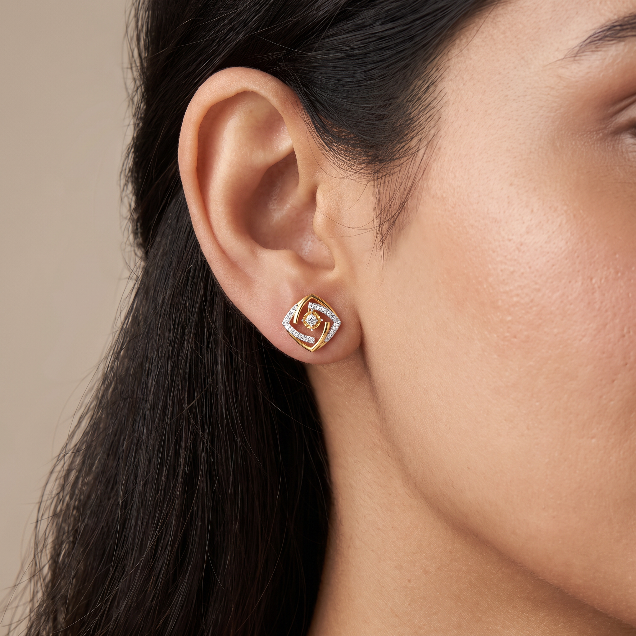 Square Styled Lab Grown Diamond Earrings