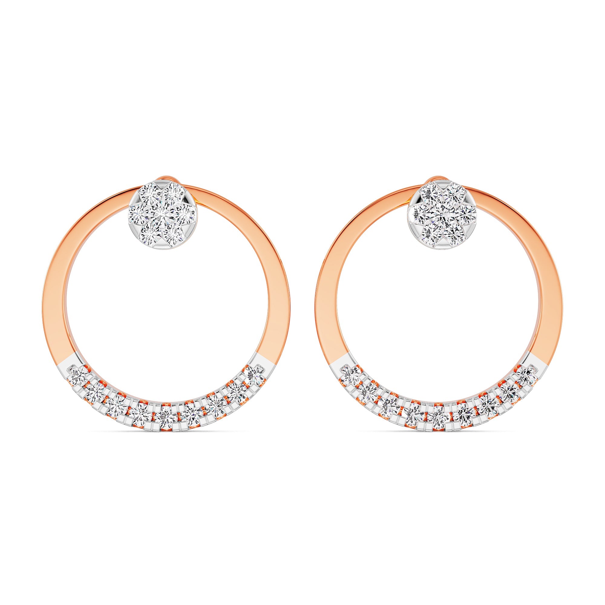 Brilliant Orbit Diamond Earrings Front View in 9KT