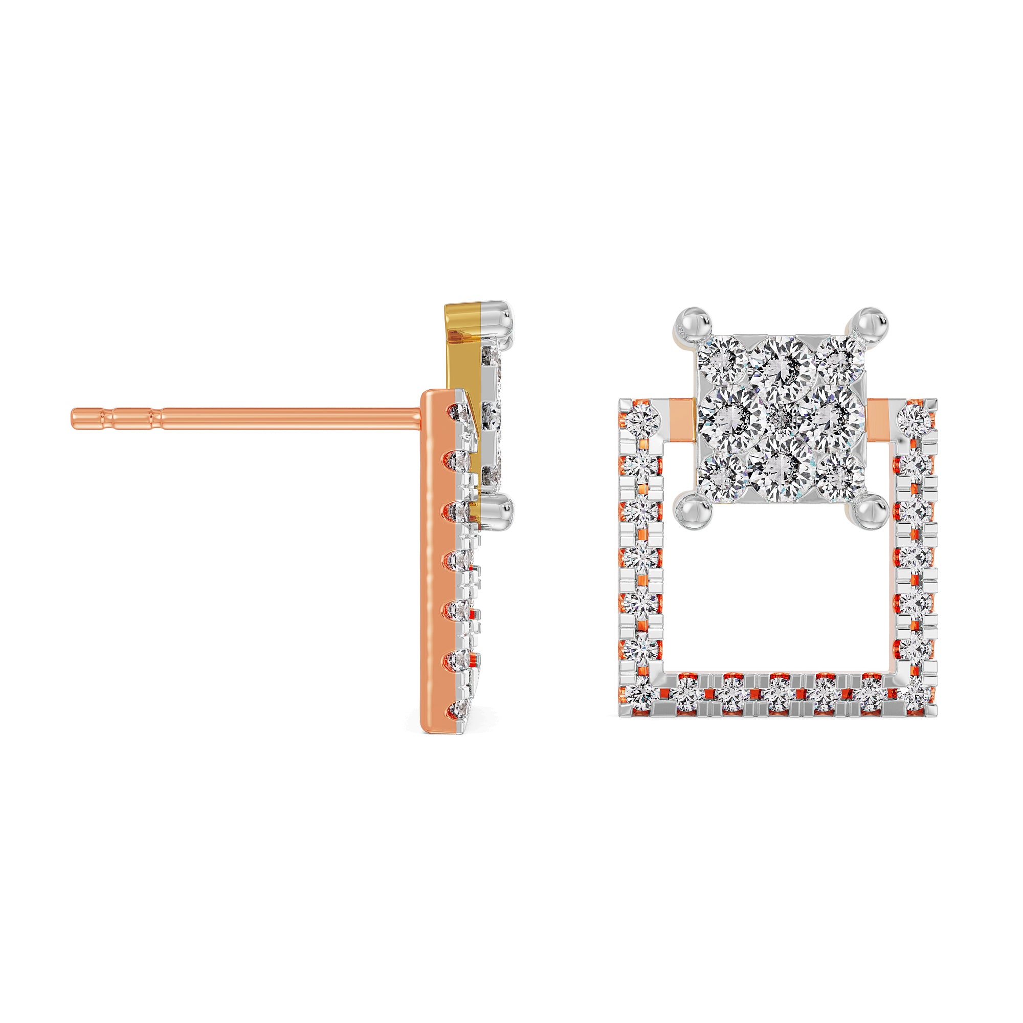 Timeless Square Diamond Earrings Right View