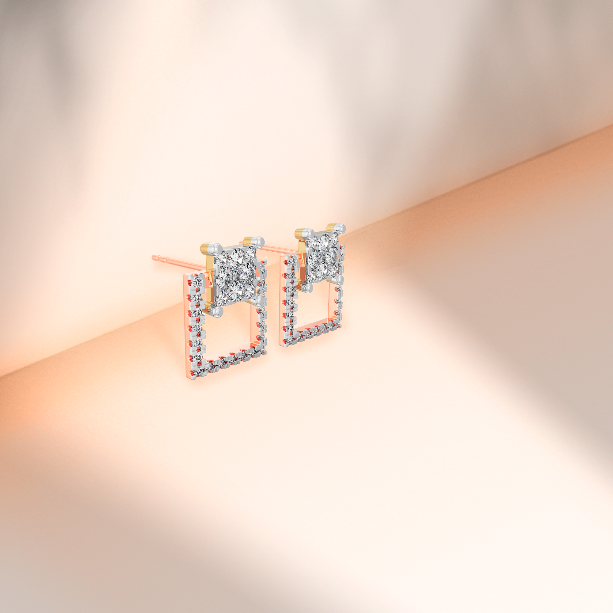 Timeless Square Diamond Earrings Prospective View