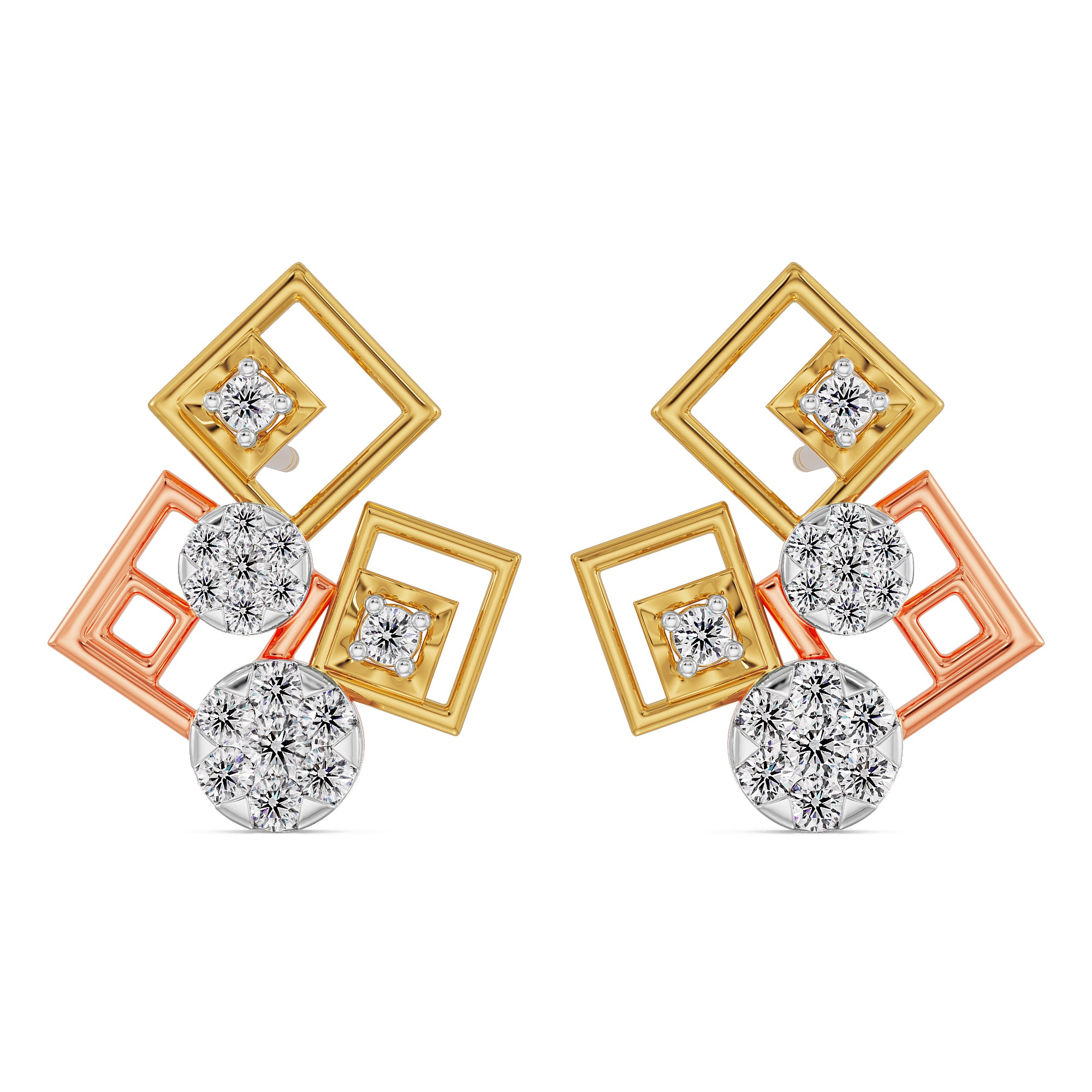 Geometrical Diamond Earrings front view