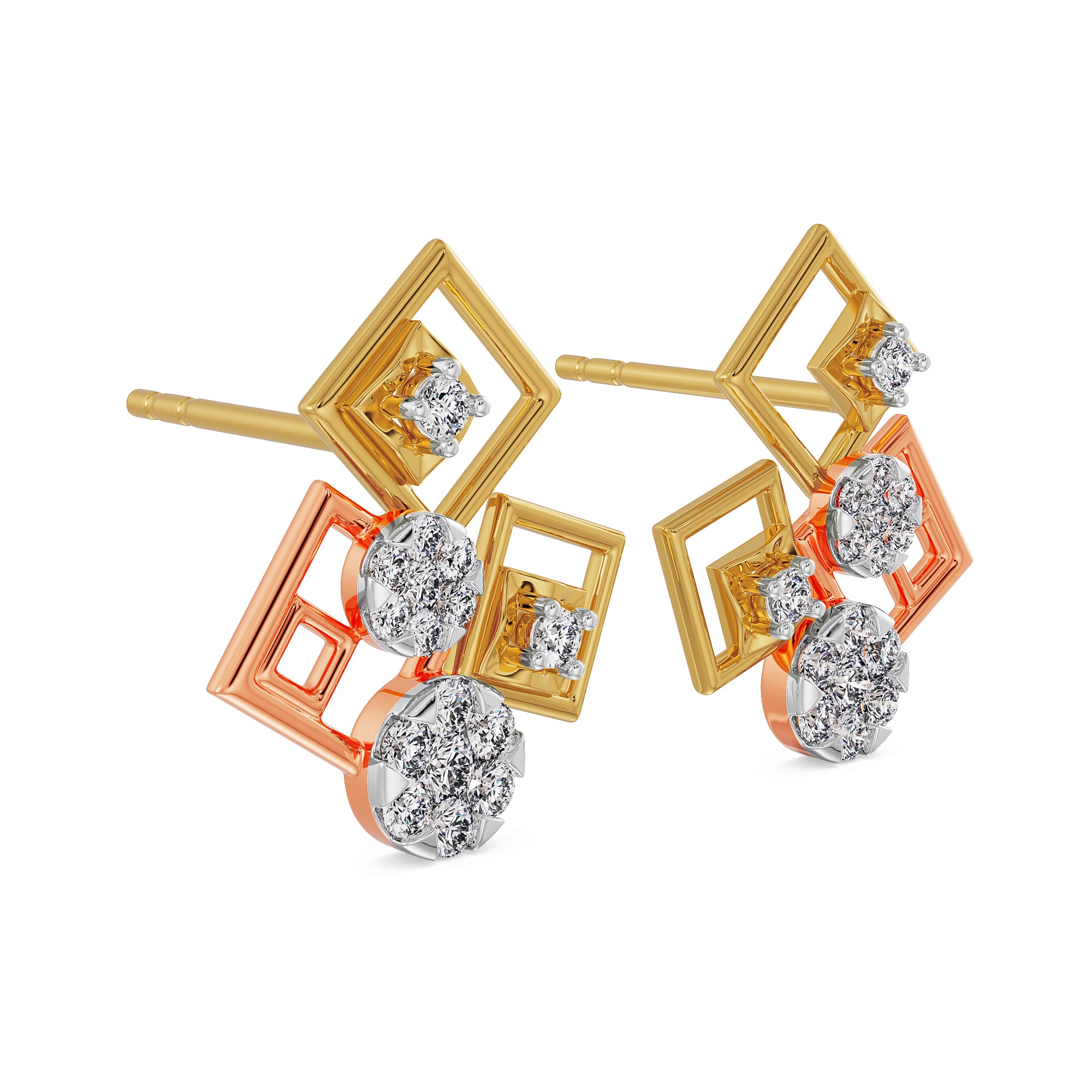 Geometrical Diamond Earrings Side View