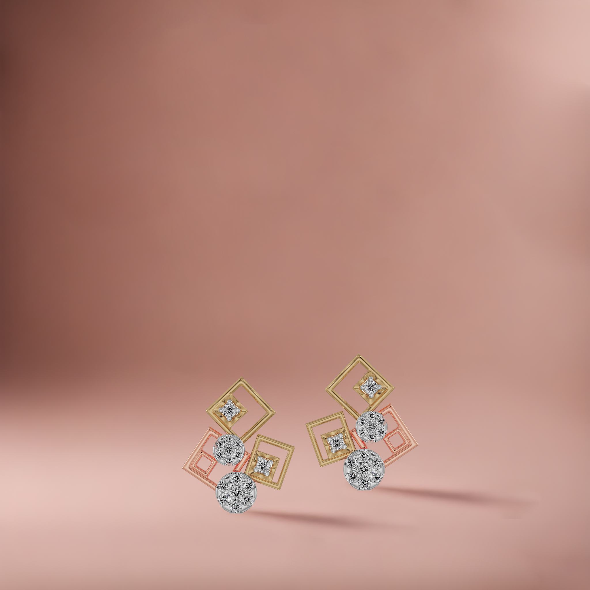 Geometrical Diamond Earrings Prospective View