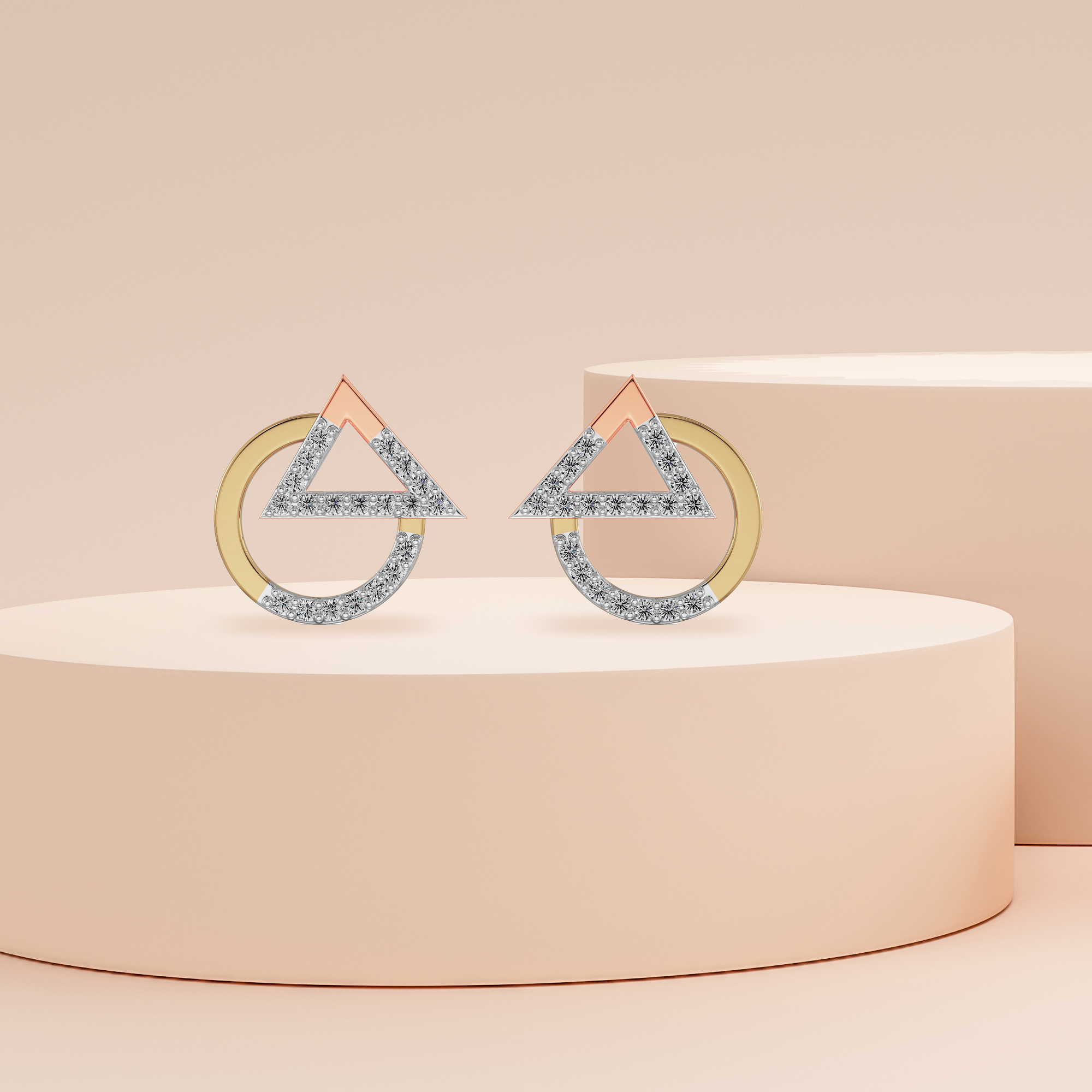 Modern Diamond Duo Earrings Prospective View