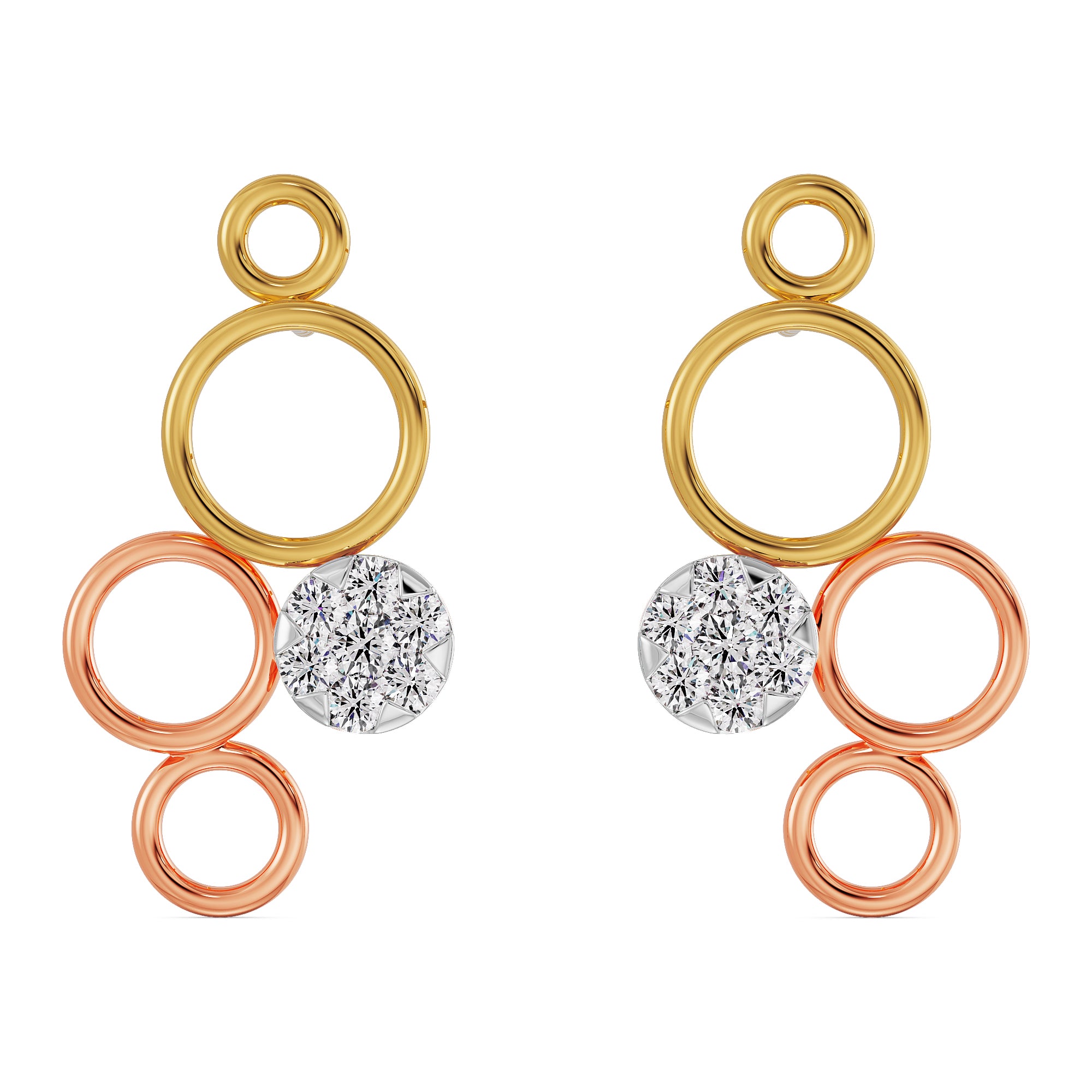 Fivefold Sparkle Diamond Earrings Front View