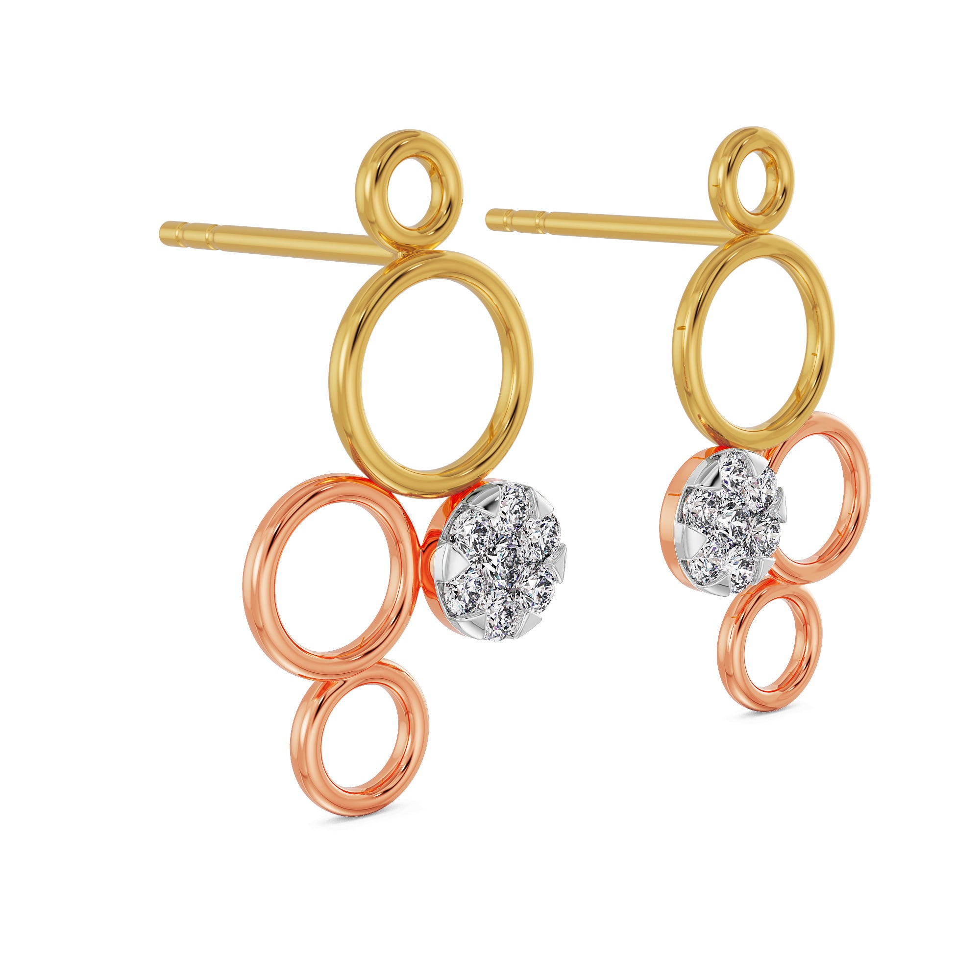 Fivefold Sparkle Diamond Earrings Side View