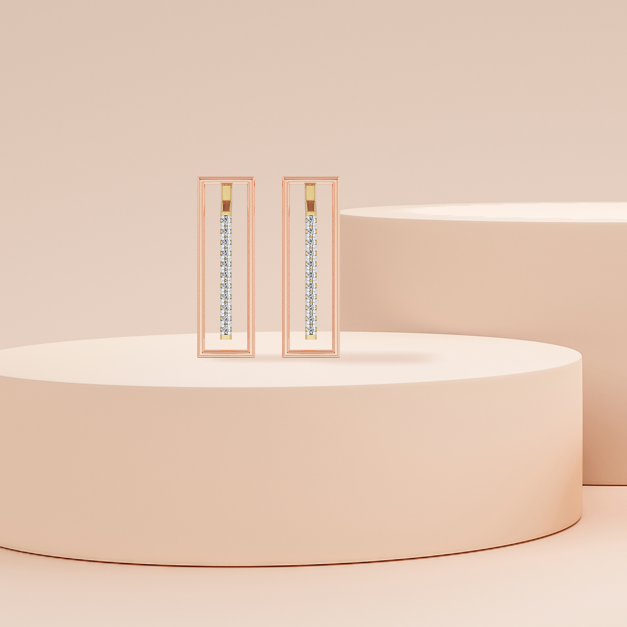 Vertical Bar Diamond Earrings Prospective View