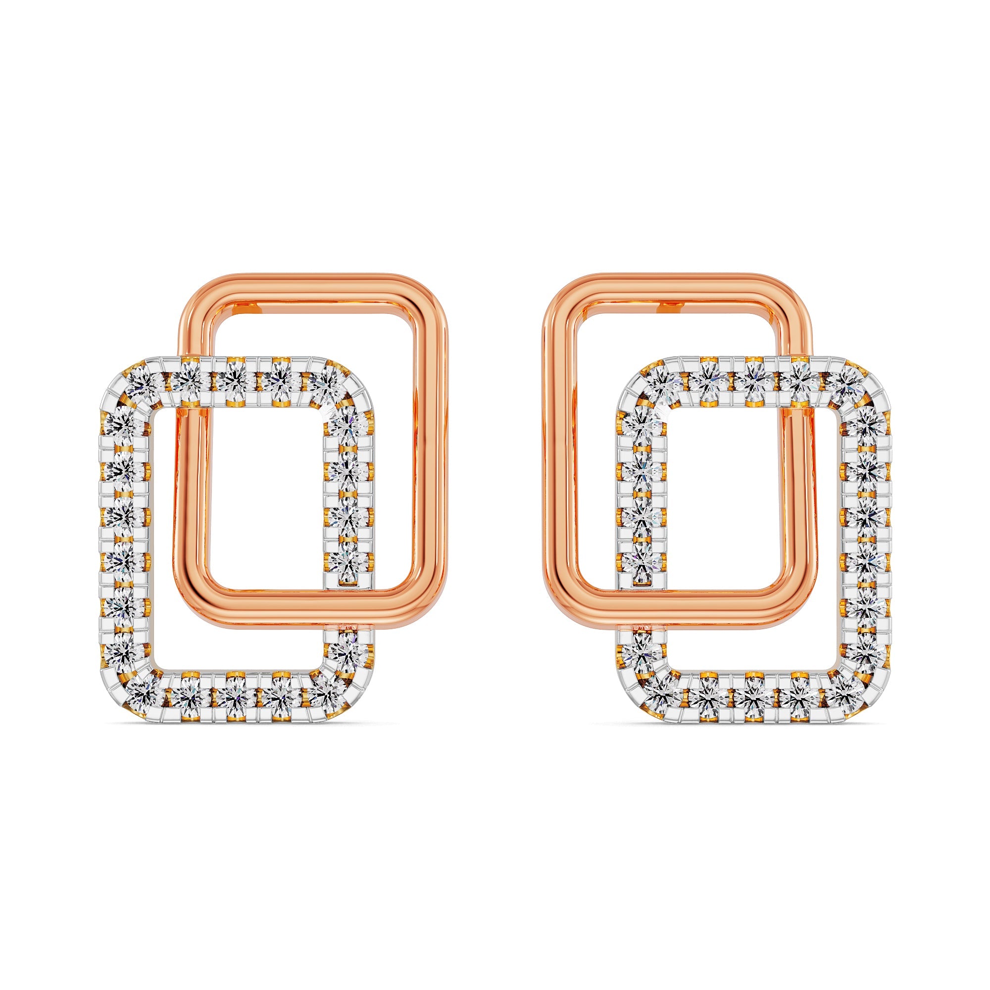 Cubic Diamond Earrings Front view in 9KT