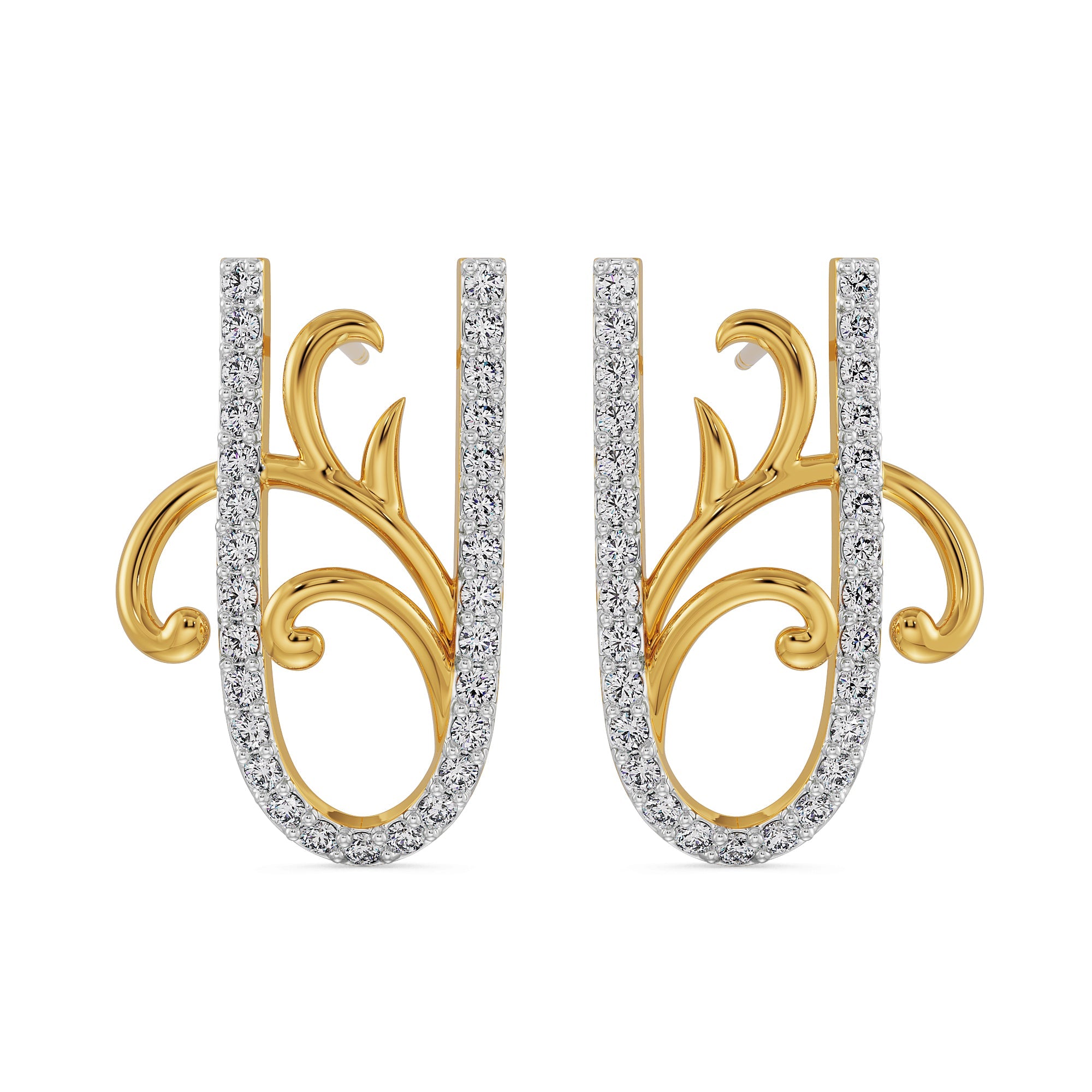 U Fusion Diamond Earrings Front View in 9KT