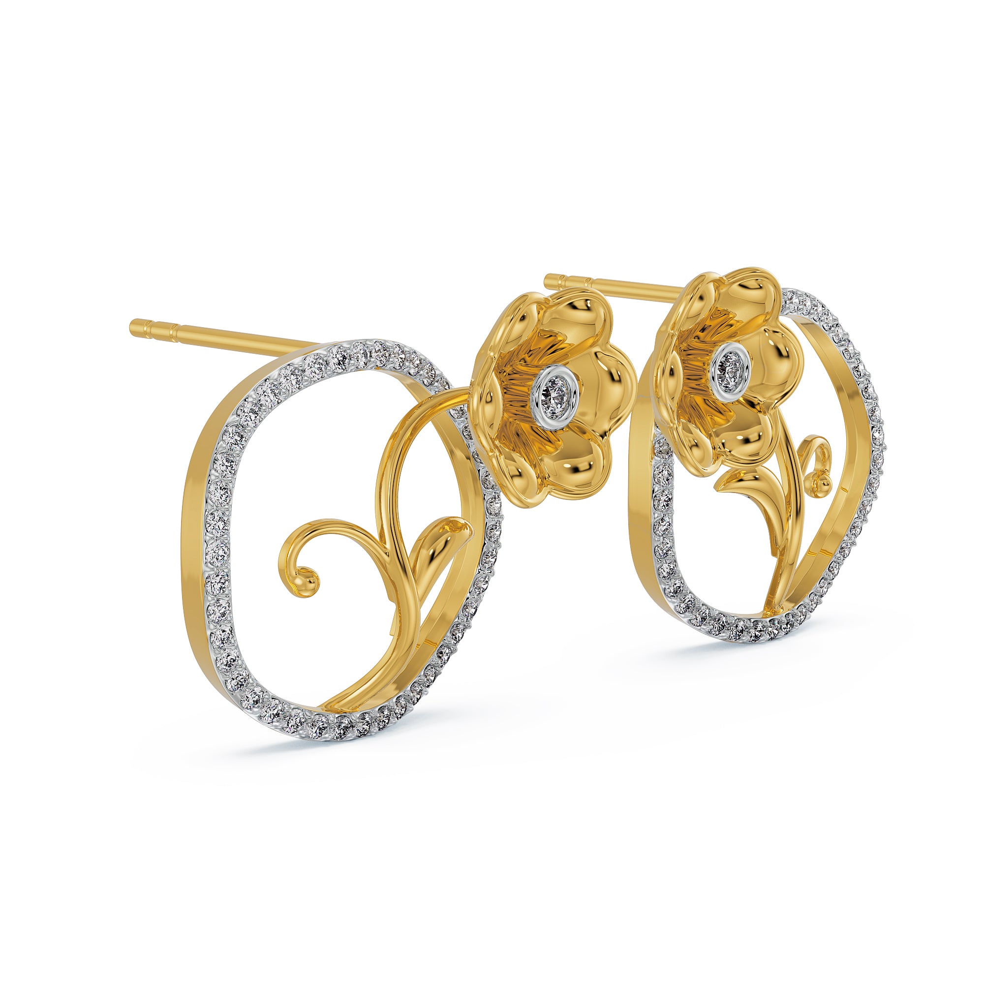 Diamond Blossom Earrings Side View