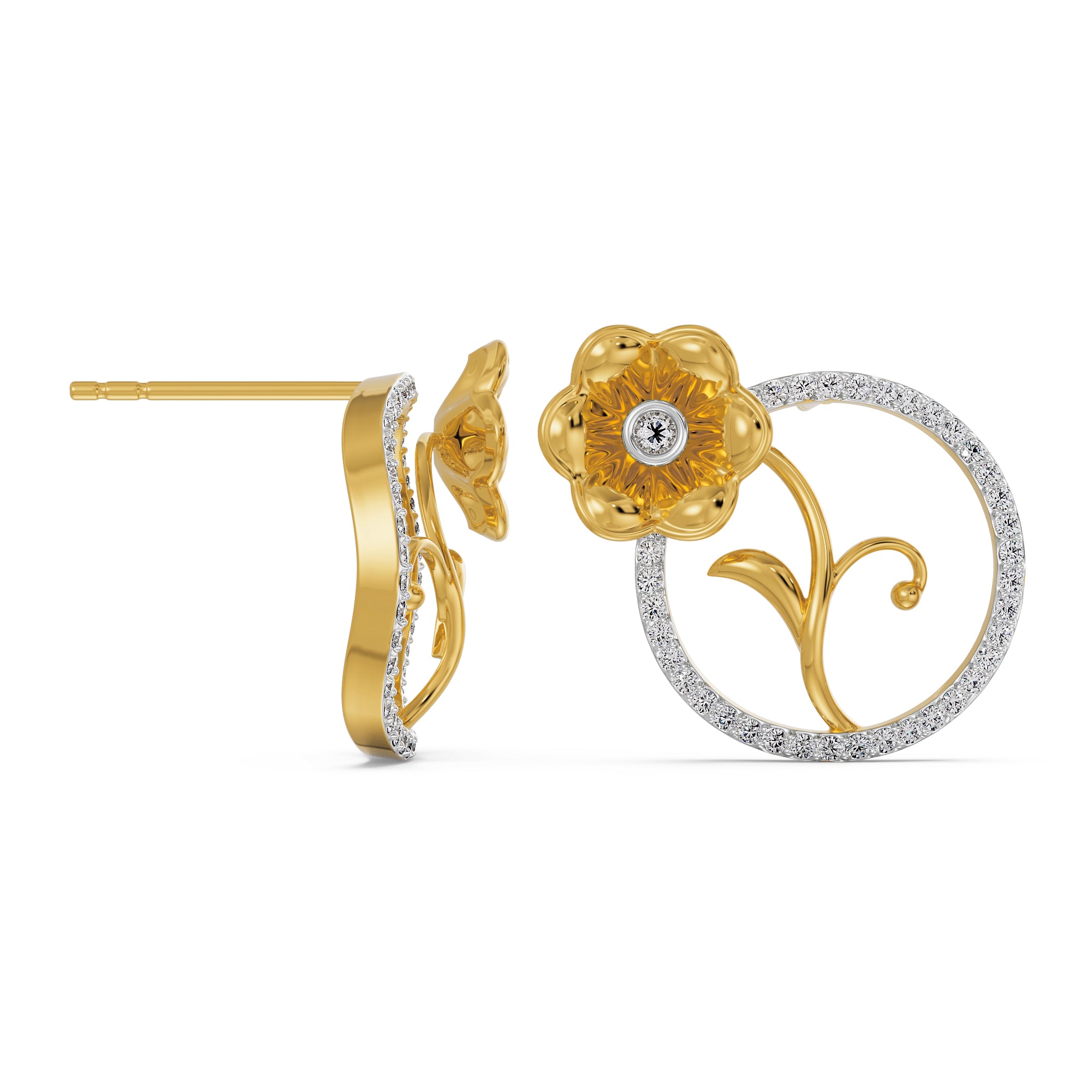 Diamond Blossom Earrings right view