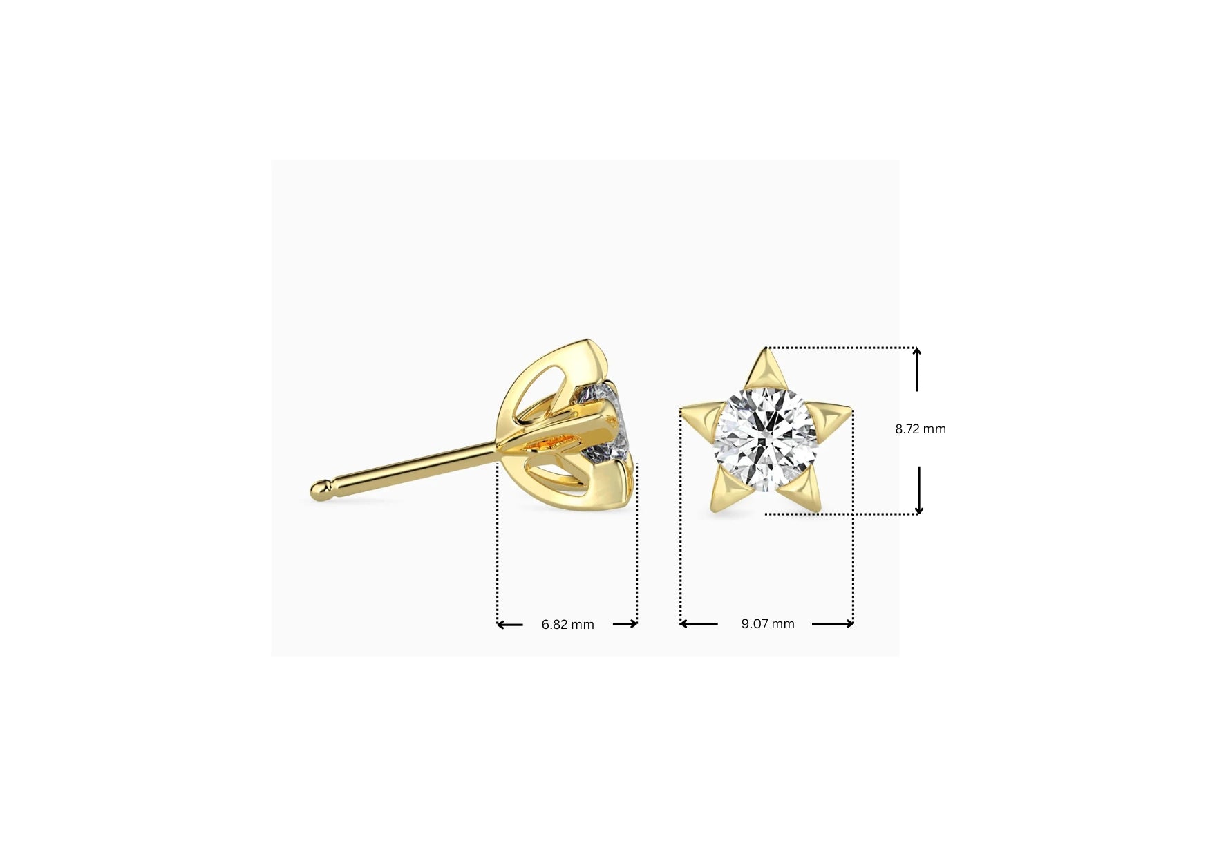 Dimension Guide for Lab Grown Diamond Solitaire Star Studs