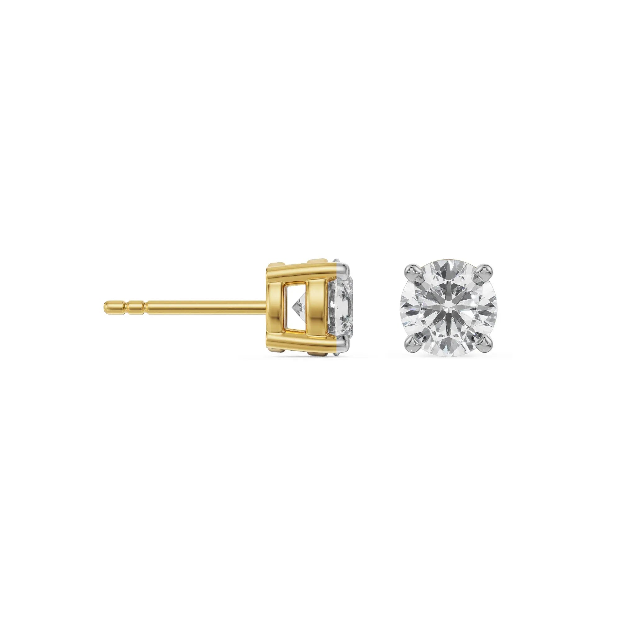 0.25 CT Diamond Solitaire Studs Prospective View