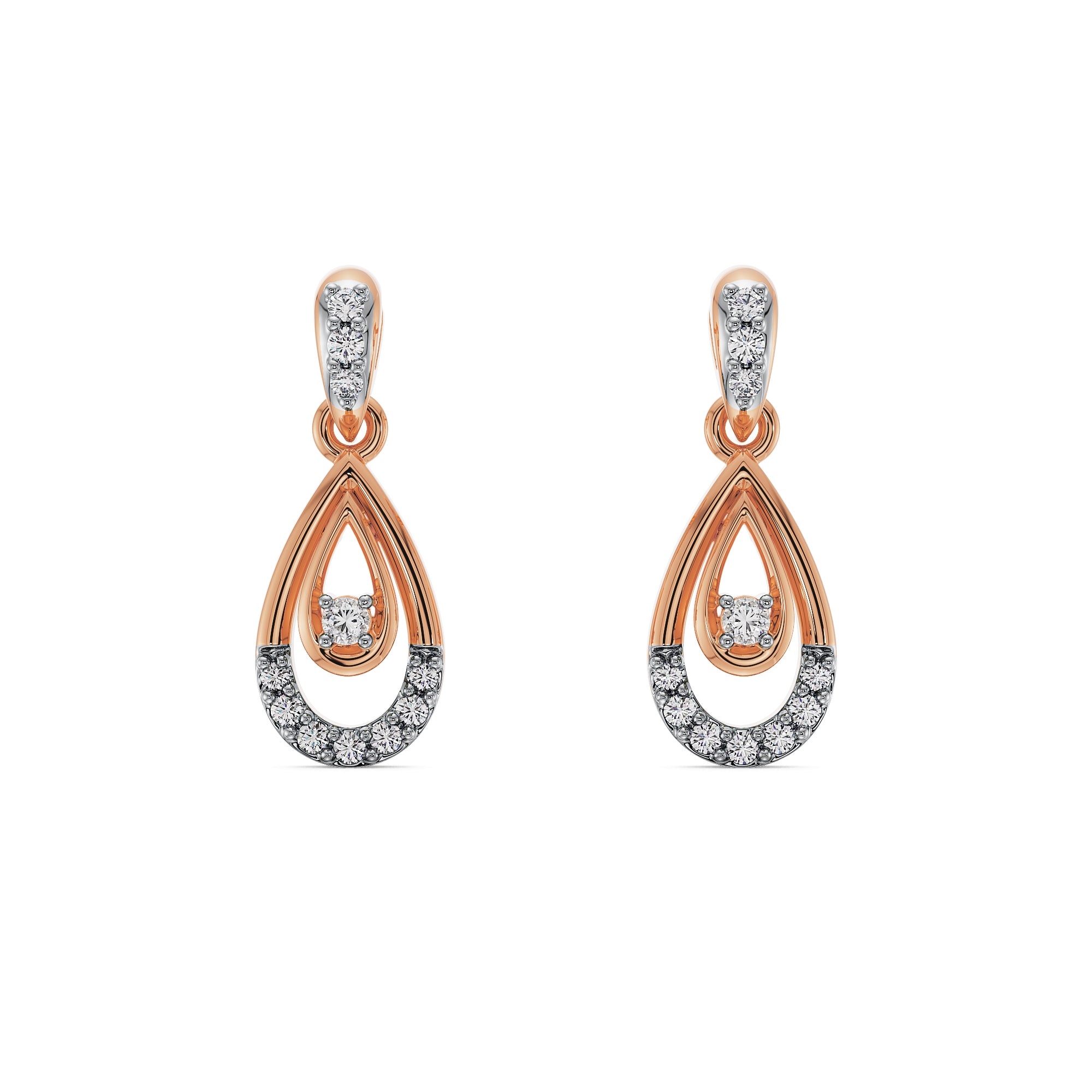Glamorous Diamond Dangle Earrings Front View